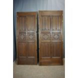 Couple of doors in oak, neo-gothic H225x98