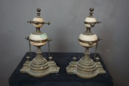Couple of andirons in bronze and marble 19th H44