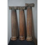 Lot of decorative half columns in wood H68 / 64