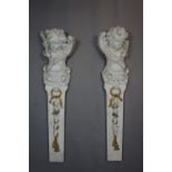 Couple of Cariatides in wood 19th H130x30