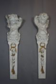 Couple of Cariatides in wood 19th H130x30