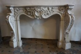 Beautiful fireplace in white carara marble H110x168x36