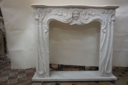 Fireplace in white marble H120x140x30