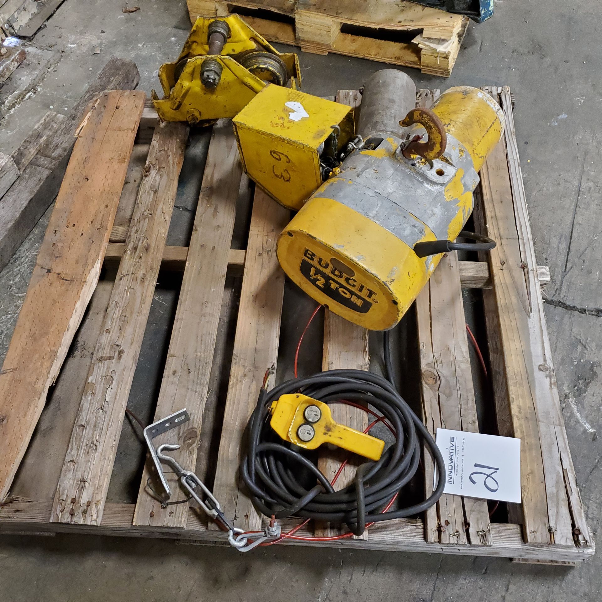 Budget 1/2 Ton Electric Chain Hoist, w/ Trolley, Loading Fee $10 - Image 2 of 2