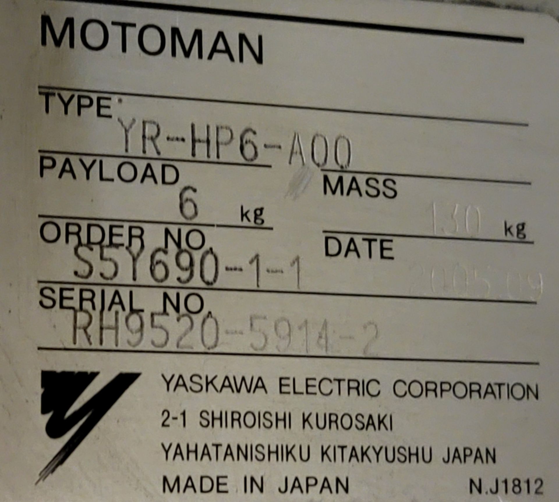 Motoman HP6 Robot (s/n RH9520-5914-2) w/ MIG Gun, Hitachi Wire Feed, NX 100/ HP6, Teach Pendant - Image 11 of 22