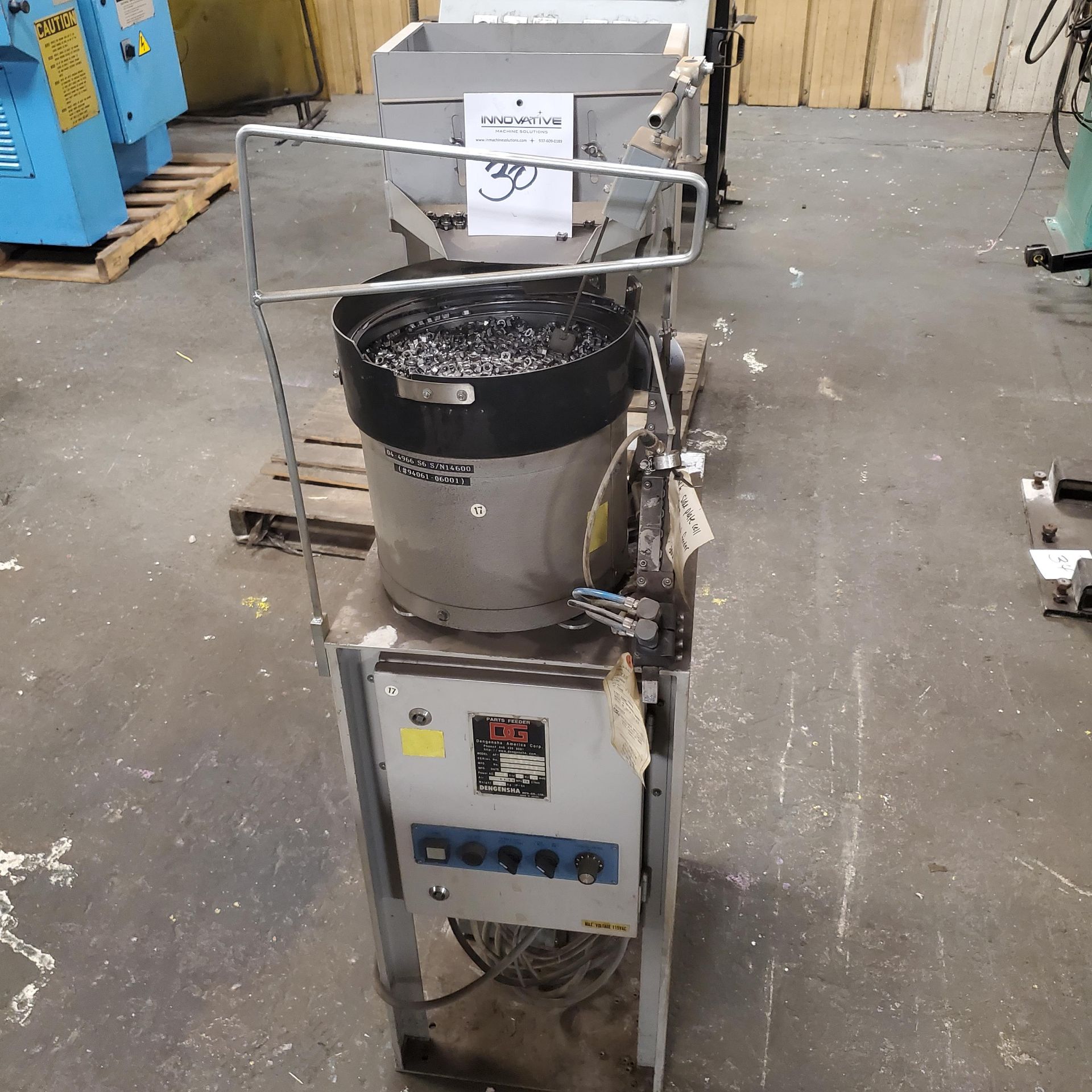 Dengensha Vibratory Parts Feeder Model AF-VNS-S6-DLH w/ 12" Vibratory Feeder Bowl Type DG-VB1, 110