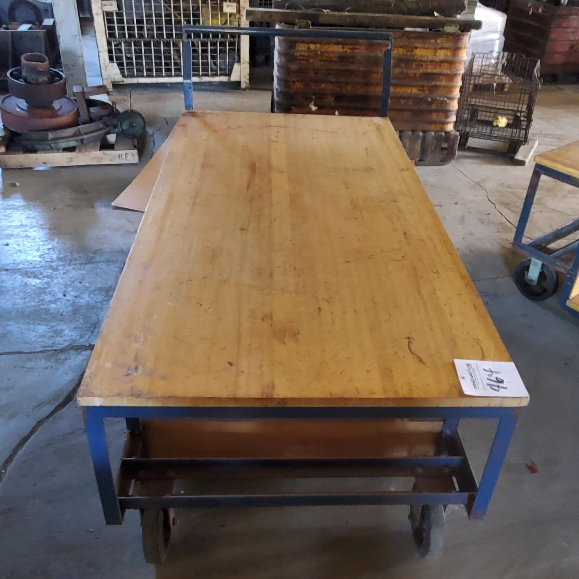 Material Handling Cart w/ Undershelf, 36" x 72" Wooden Top