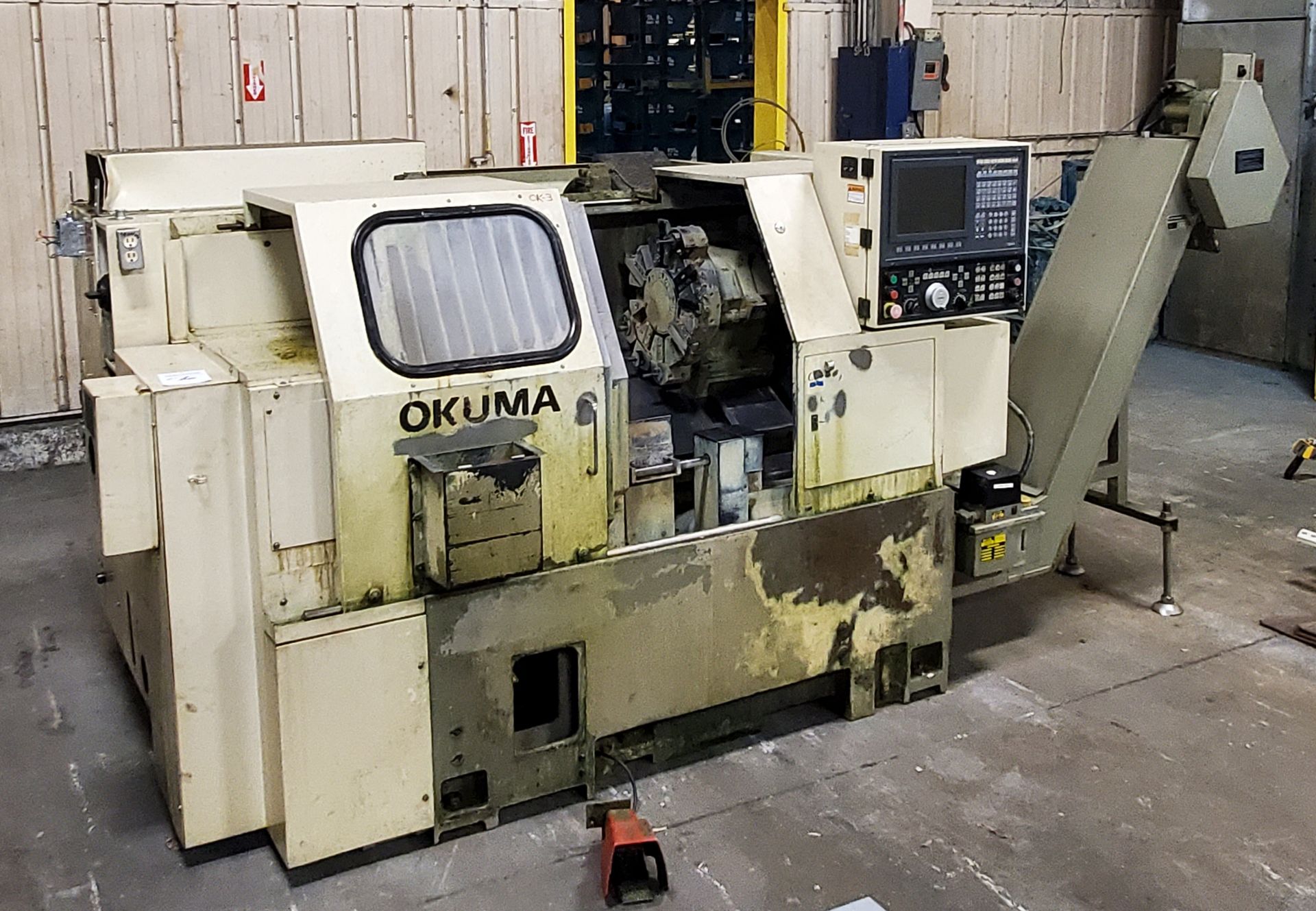 Okuma LNC-8 CNC Lathe, 12 Station Turret, OSP 5020 Control, Micro Centric CB65-NDR Collet Chuck, s/n - Image 2 of 13