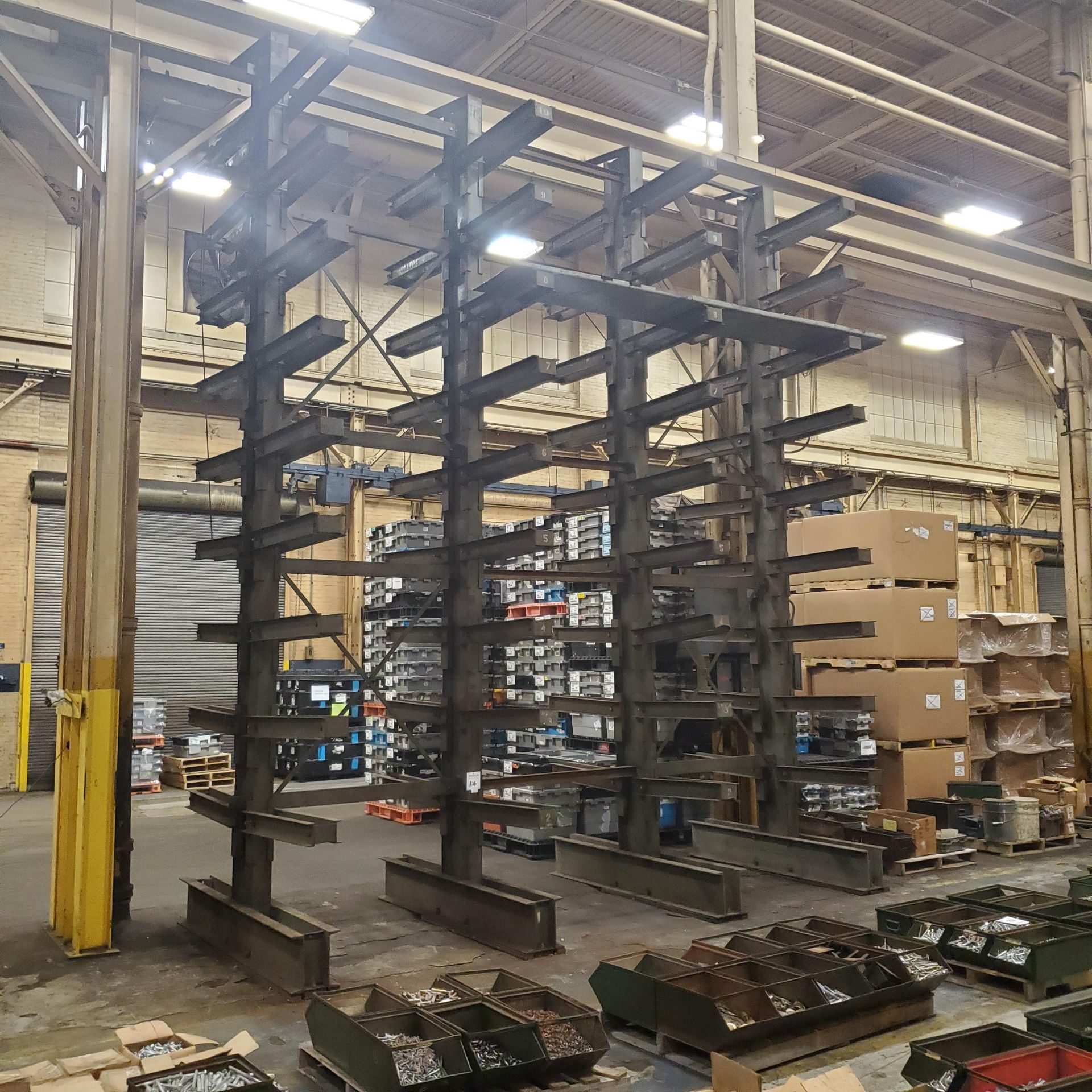 Double Sided 4 Column Material Rack 14' High x 16' Wide w/64 34" Adjustable Arms, 82" Deep, - Image 2 of 2