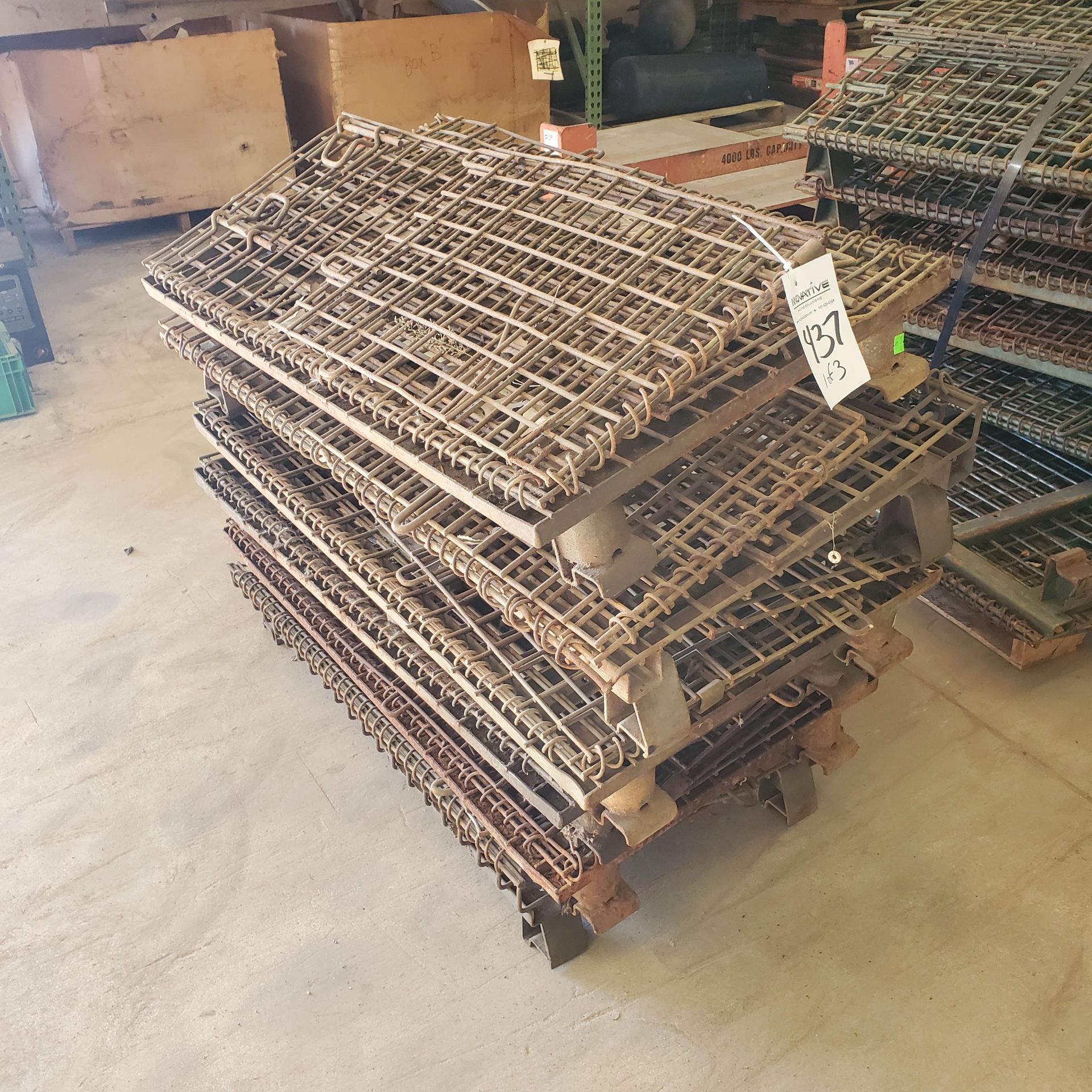 (3) Skids Stackable Wire Baskets, 40" x 24" x 16" High, Loading Fee $10