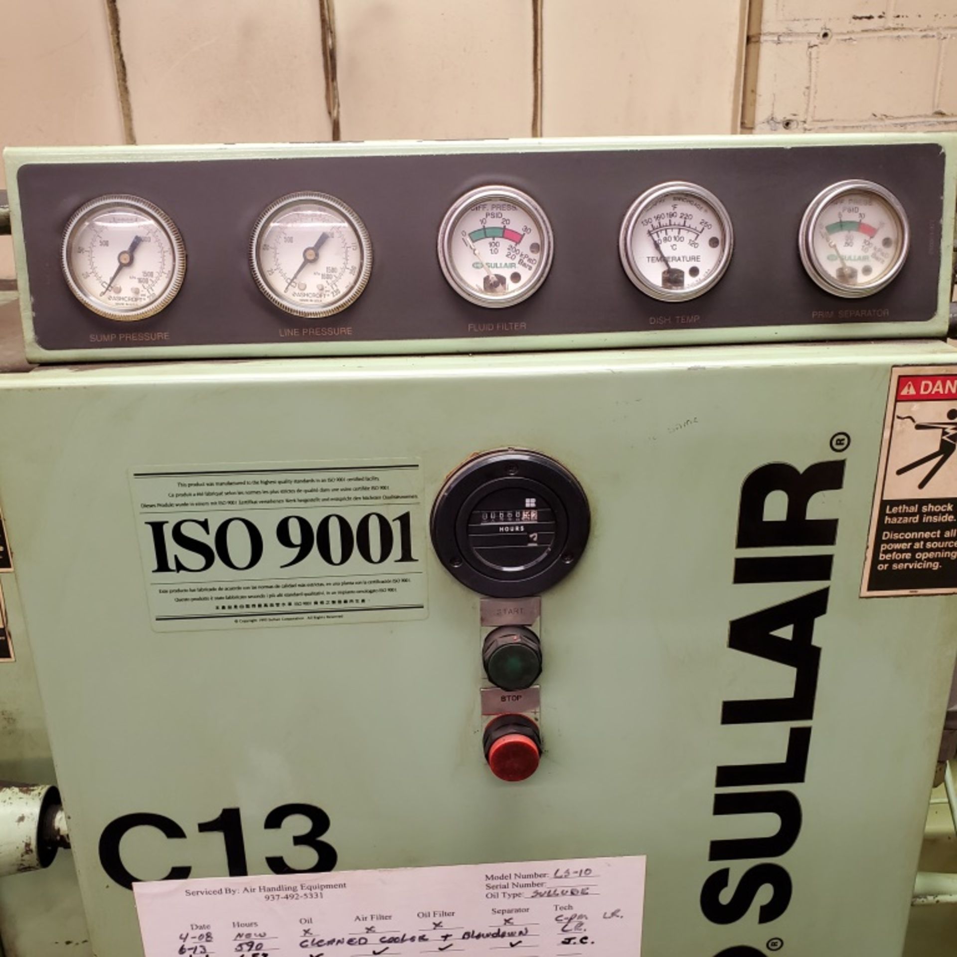 Sullair LS-10 Rotary Screw Air Compressor 40HP, 150 Gallon Tank, 2322 Hours, 230v, 3 PH, Loading Fee - Image 7 of 9