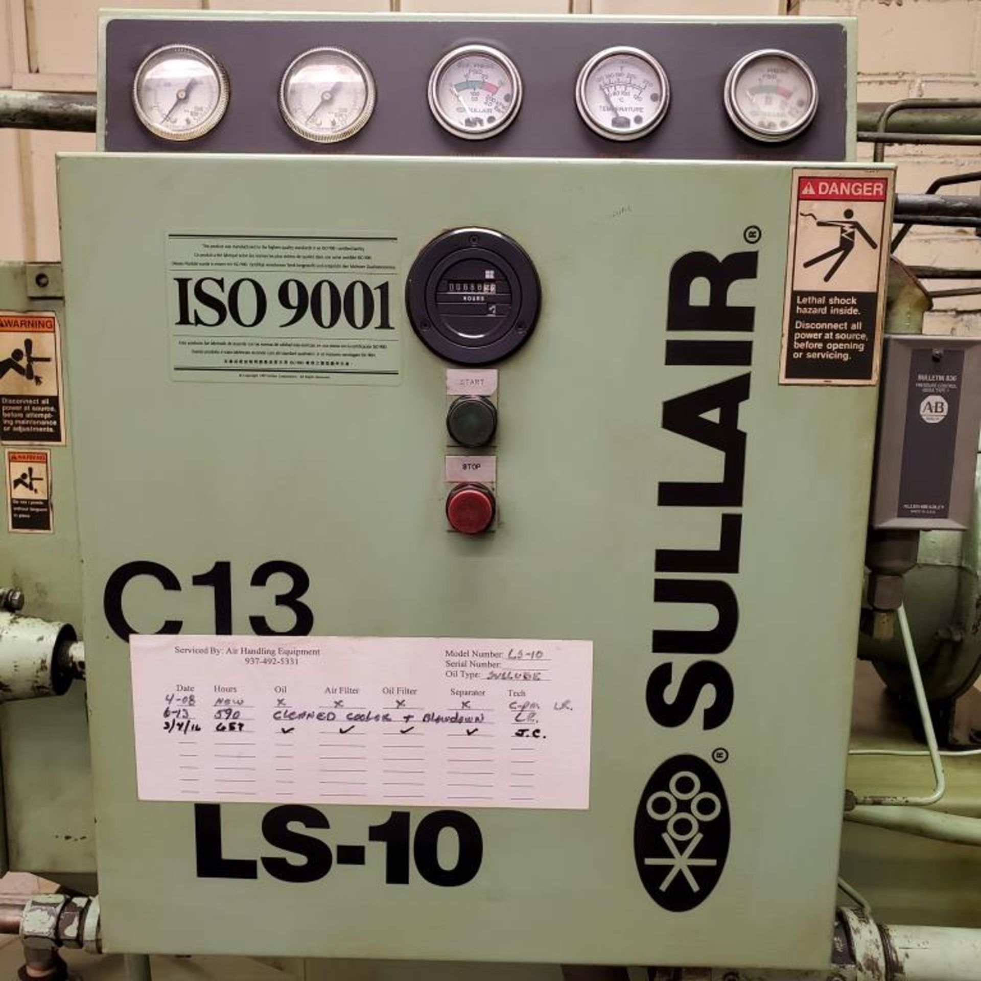 Sullair LS-10 Rotary Screw Air Compressor 40HP, 150 Gallon Tank, 2322 Hours, 230v, 3 PH, Loading Fee - Image 8 of 9