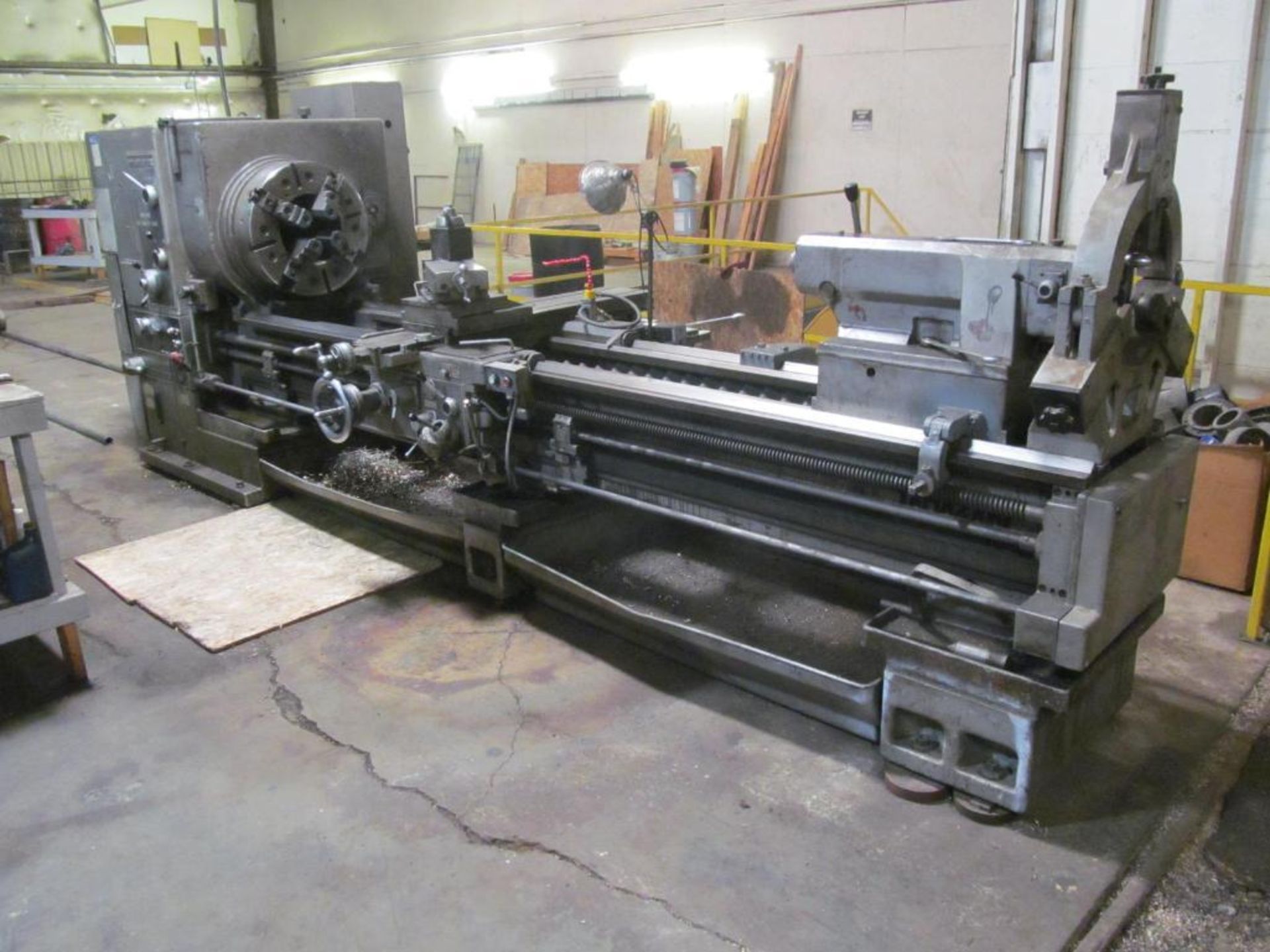 Mazak 30" x 118" Oil Field Lathe, S/N NA (New 1976), 12.5" Spindle Hole, 5 to 300-RPM, with 24" 4-Ja