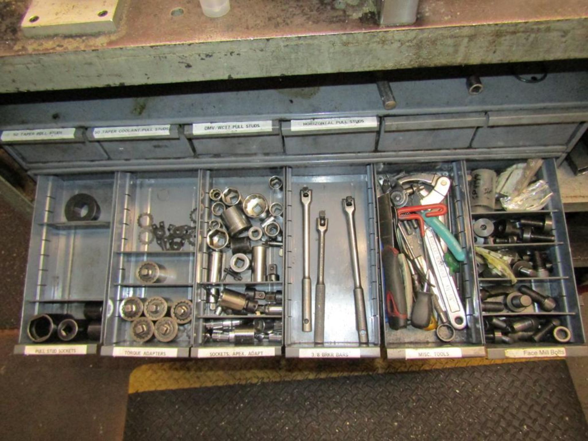 Heavy Duty Steel Work Bench; 48" x 30" 37" (LxWxH) with Contents of Wilton 6" Bench Vise, CAT40/CAT - Image 8 of 8