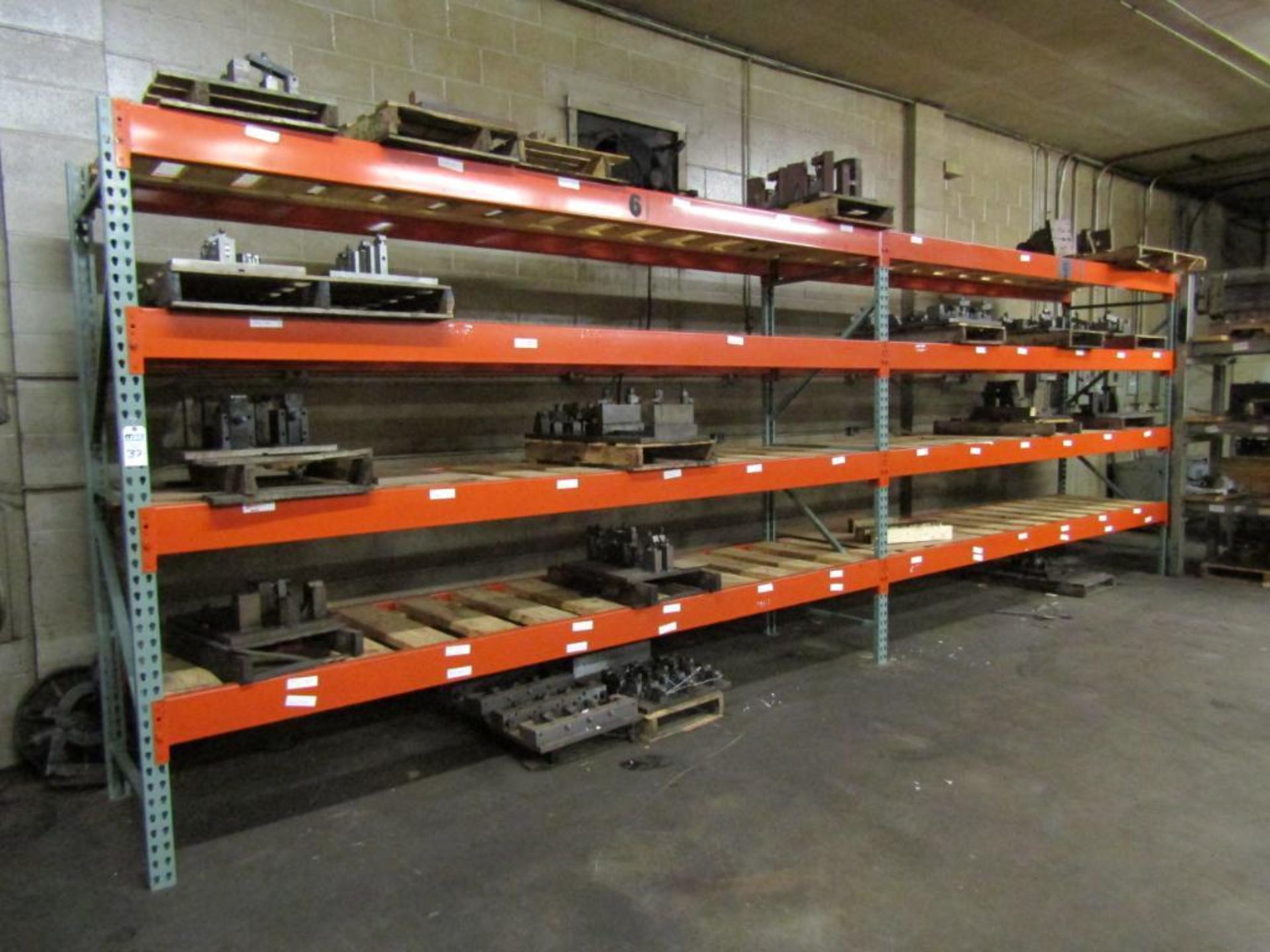 Sections of Adjustable Pallet Racking; (3) 8' x 3' Uprights, (16) 12' Crossbeams, Wood Decking (No C