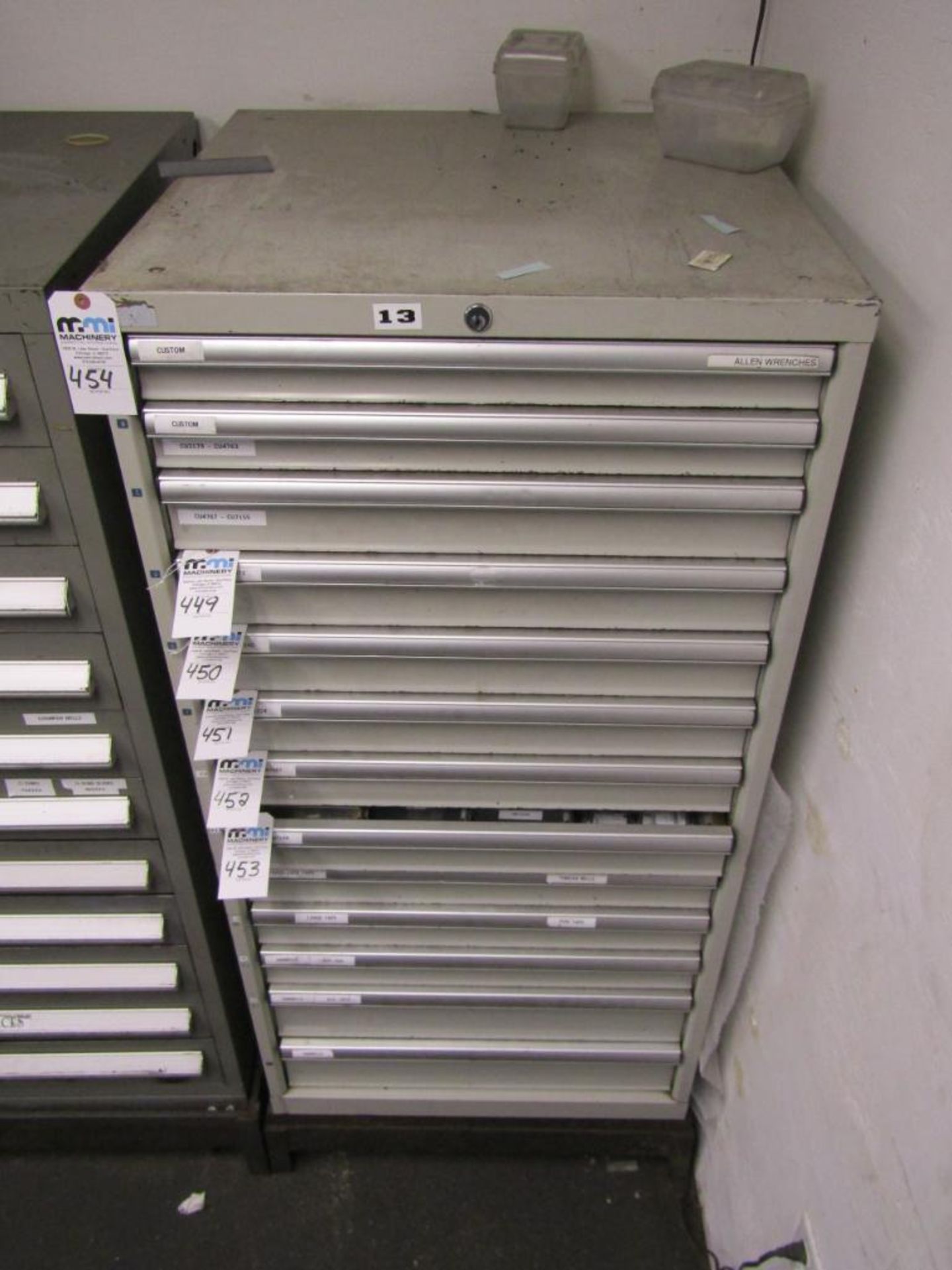 13-Drawer Heavy Duty Parts Cabinet; with Remaining Contents to Include Custom Tooling, Taps, Endmill
