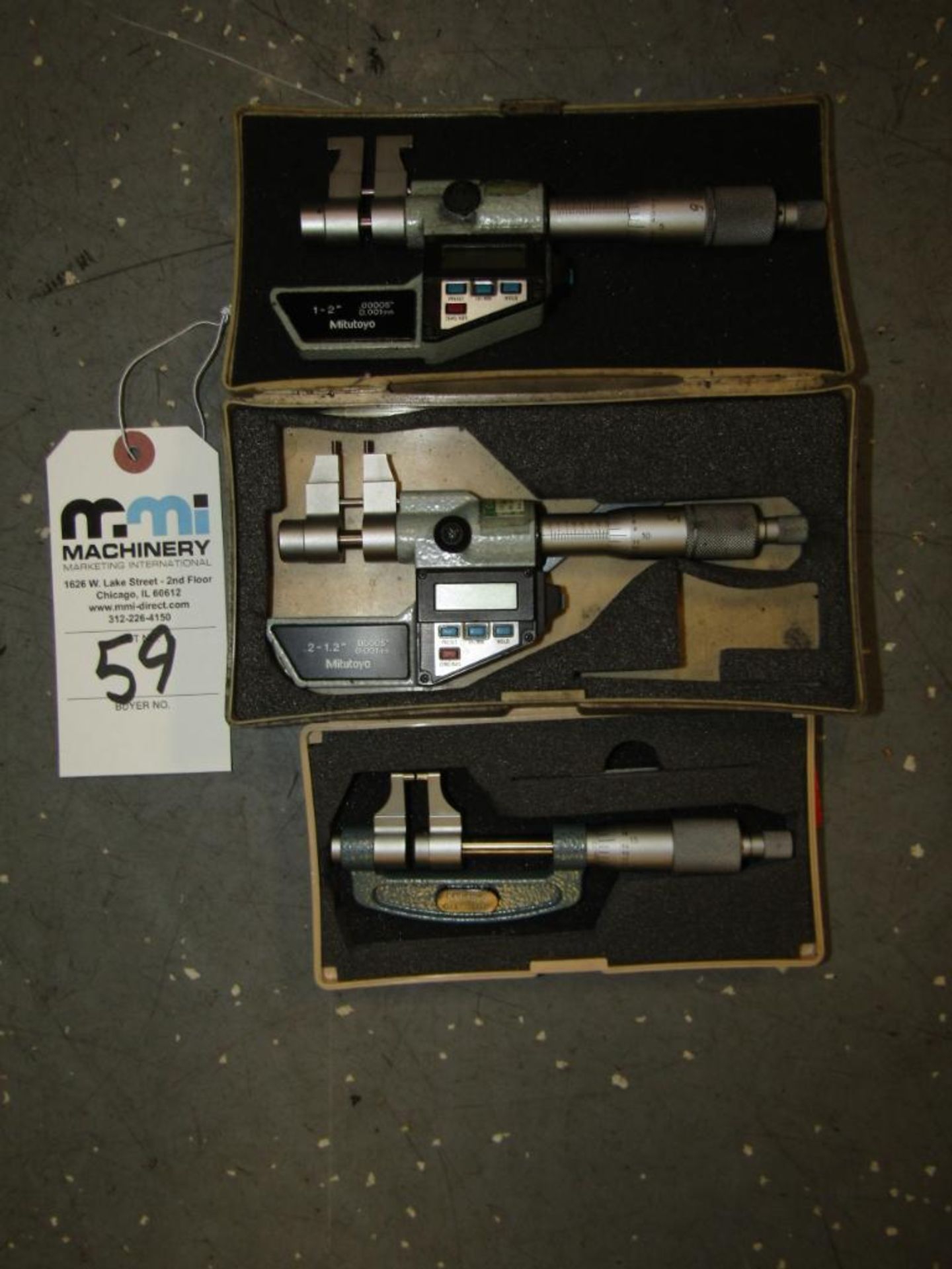 Mitutoyo Digital Inside Caliper Jaw Micrometers; (1) 1-2" (1) 0.2-1.2" with (1) Mitutoyo 0-1" Calipe