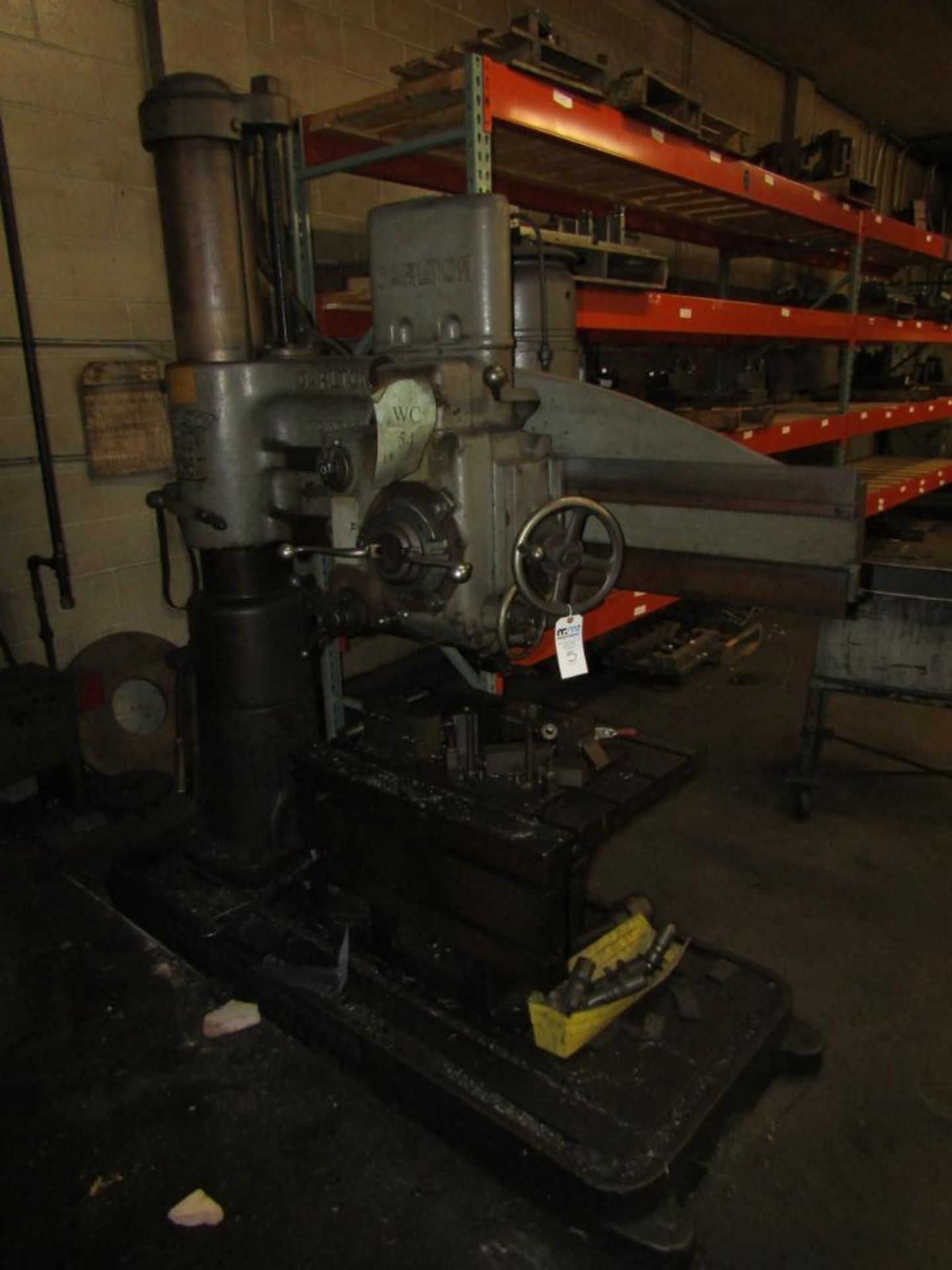 Carlton 4' Arm x 9" Column Radial Arm Drill; 60 to 3000-RPM, 12" Spindle Stroke, with 24" x 30" T-Sl