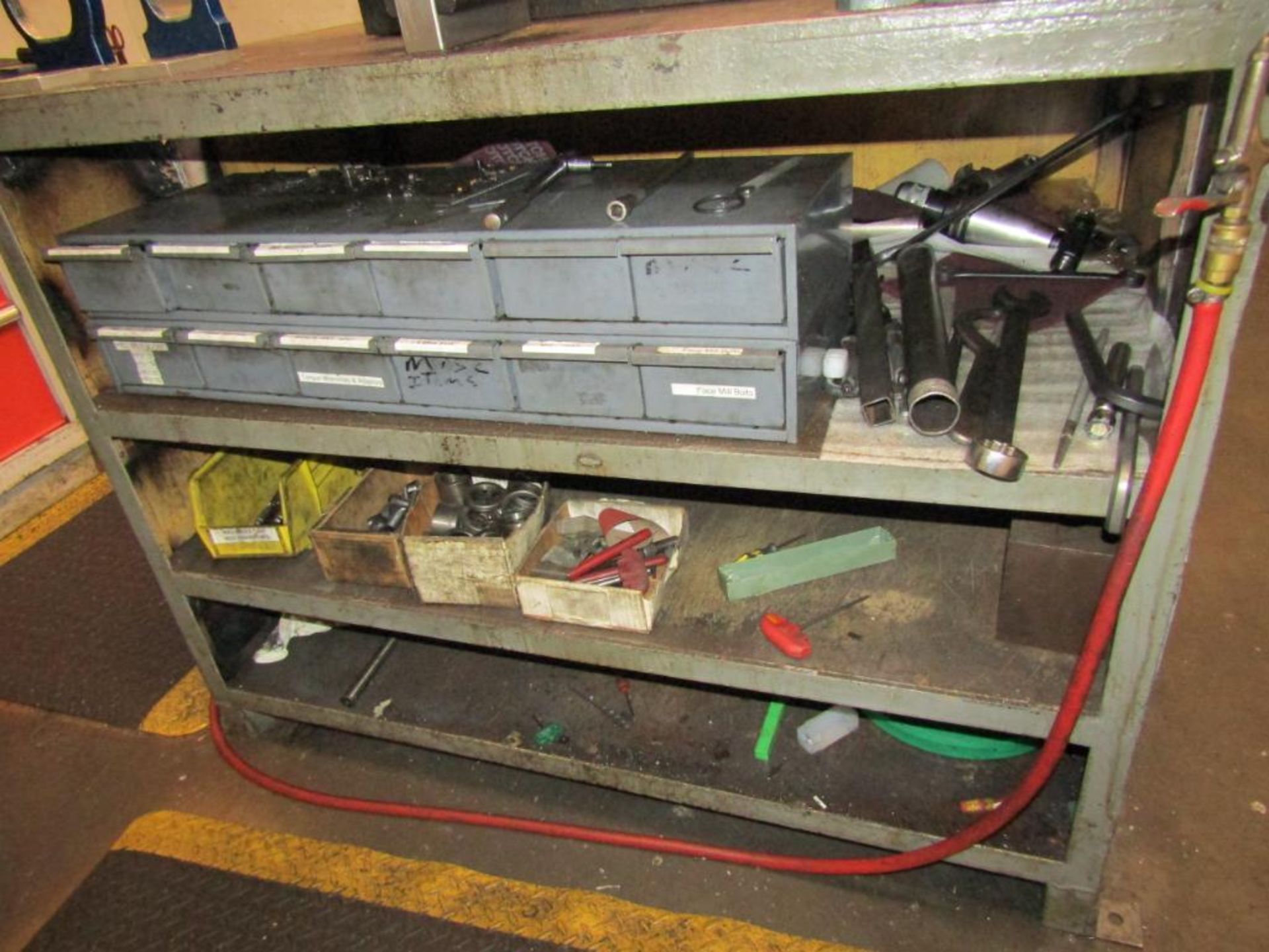 Heavy Duty Steel Work Bench; 48" x 30" 37" (LxWxH) with Contents of Wilton 6" Bench Vise, CAT40/CAT - Image 6 of 8