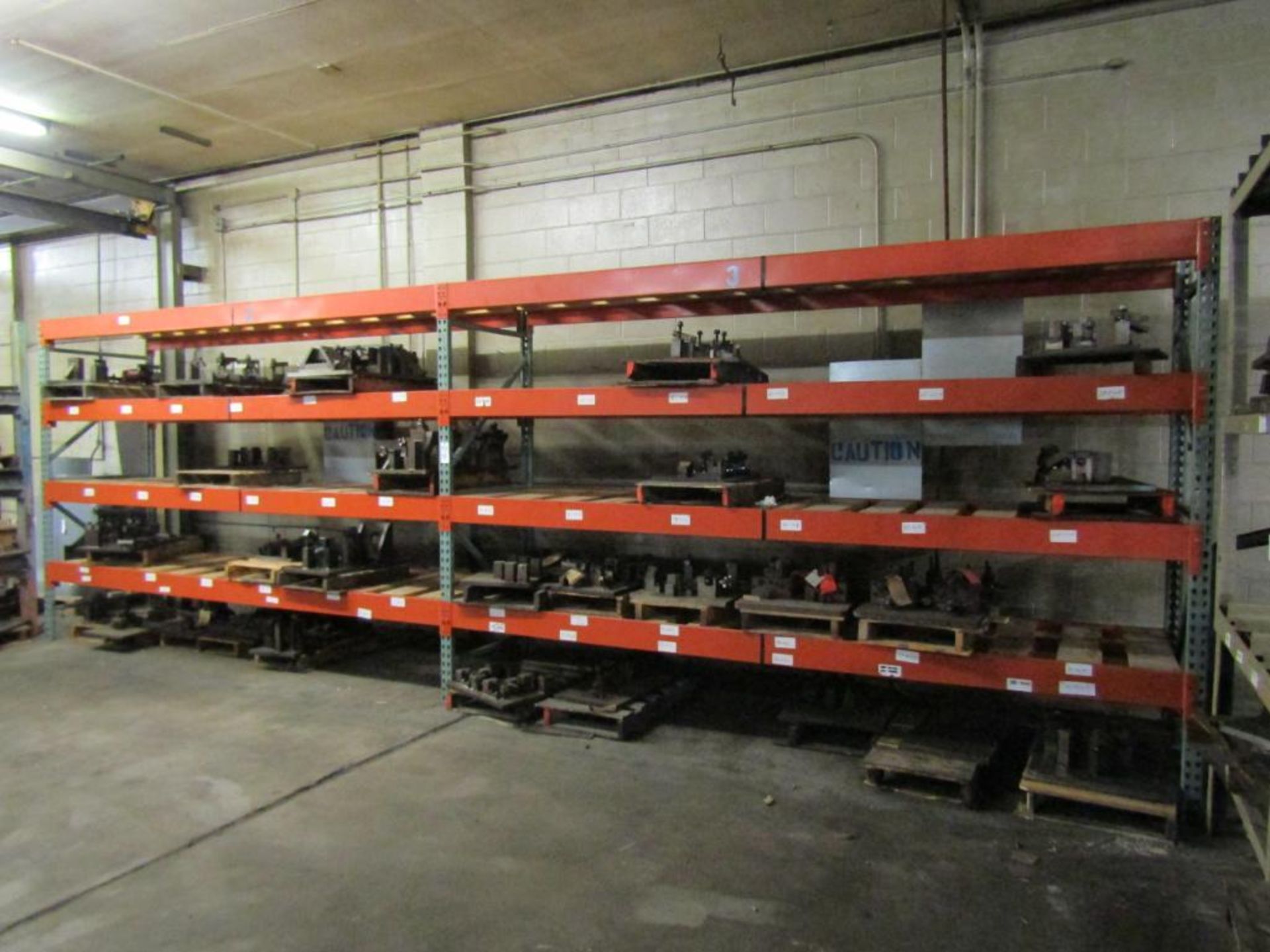 Sections of Adjustable Pallet Racking; (3) 8' x 3' Uprights, (16) 12' Crossbeams, Wood Decking (No C
