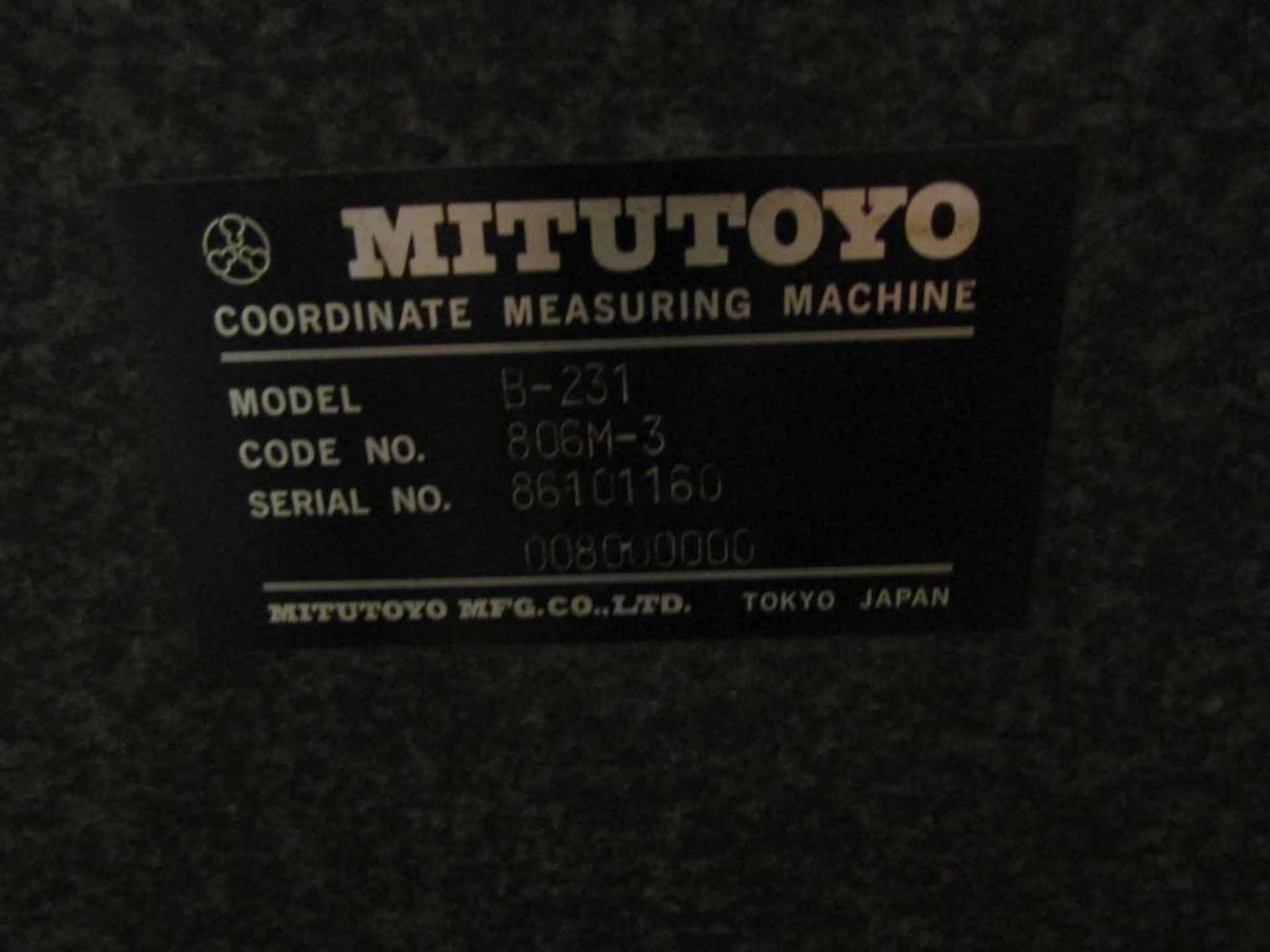 Mitutoyo B-231 Granite Surface Plate; S/N 86101160; 43.5"L x 50.5"W x 8"T, Steel Base (No Contents) - Image 2 of 2