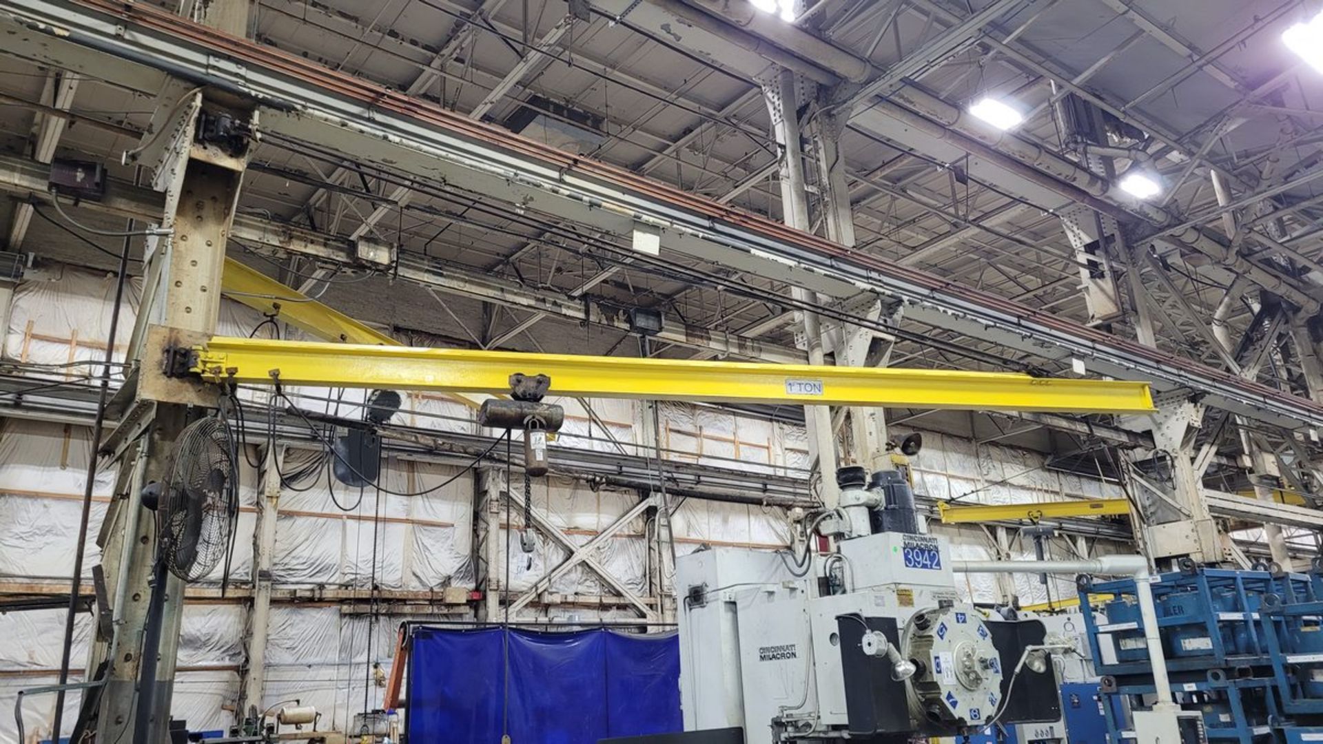 (2) Assorted Jib Cranes, 1 Ton CM Lodestar Electric Chain Hoist, Beam Mounted 20' Jib with (2)