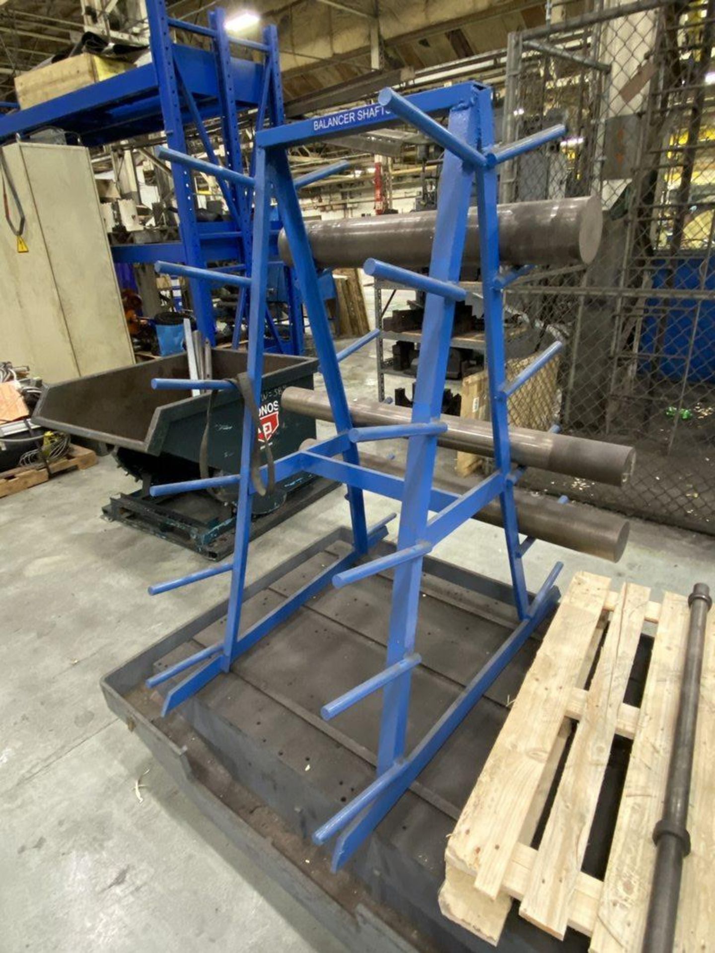 Manual Balancer, with 148" x 37" Base, Shafts & Bushing Attachments on (2) A-Frame Racks - Image 5 of 9
