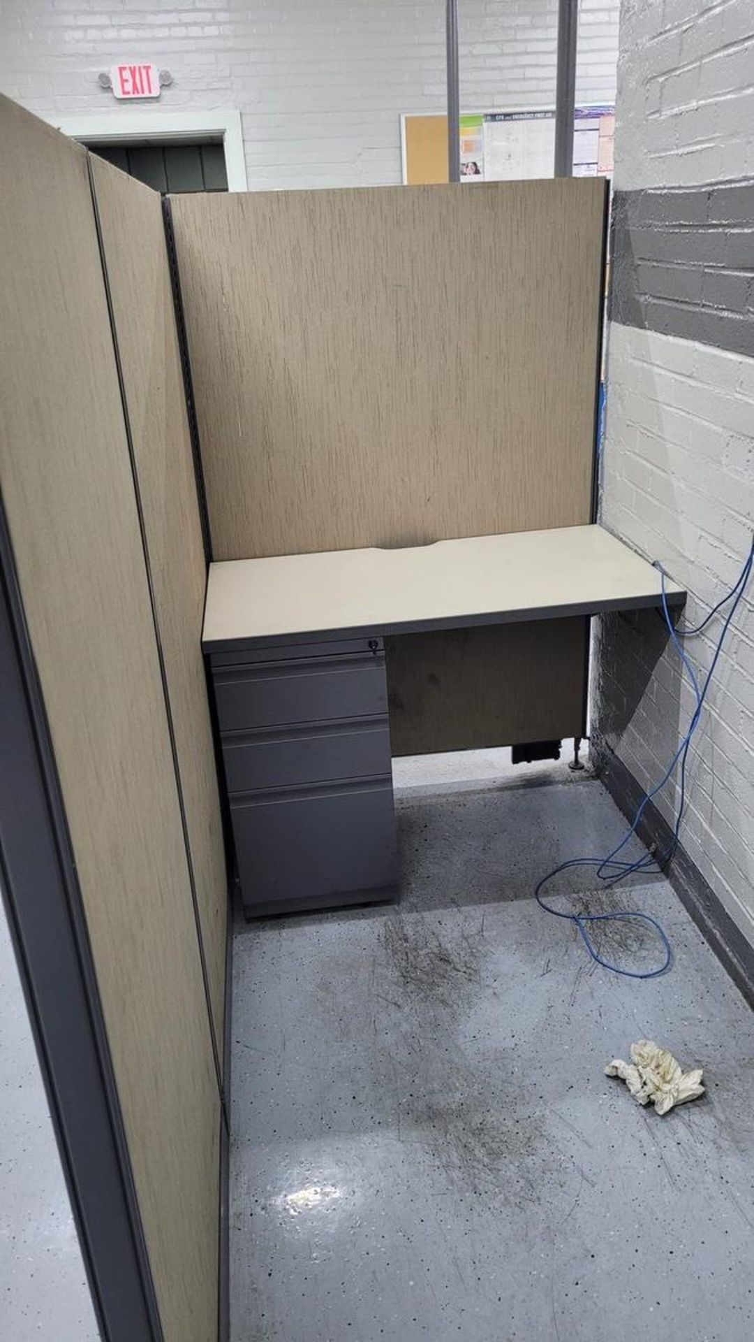 (2) Work Stations, To Include 42" Desks with (3) Drawer Cabinets and Office Dividers - Image 2 of 2