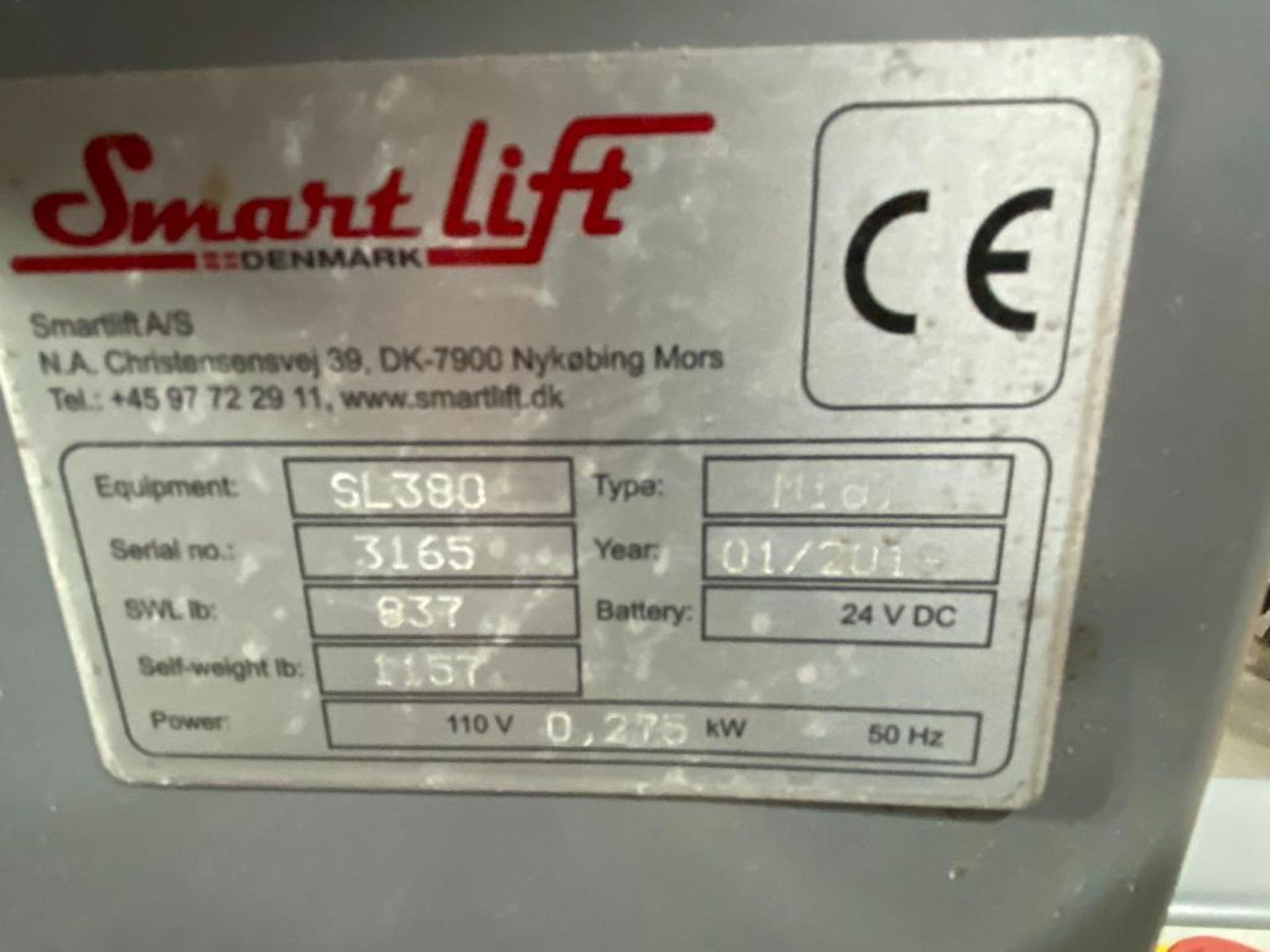 Smart Lift SL 380 Midi Indoor Panel Lift (S/N 3165, Year 2019), with 837 Lb. Lift, 39" Reach, (4) - Image 7 of 8