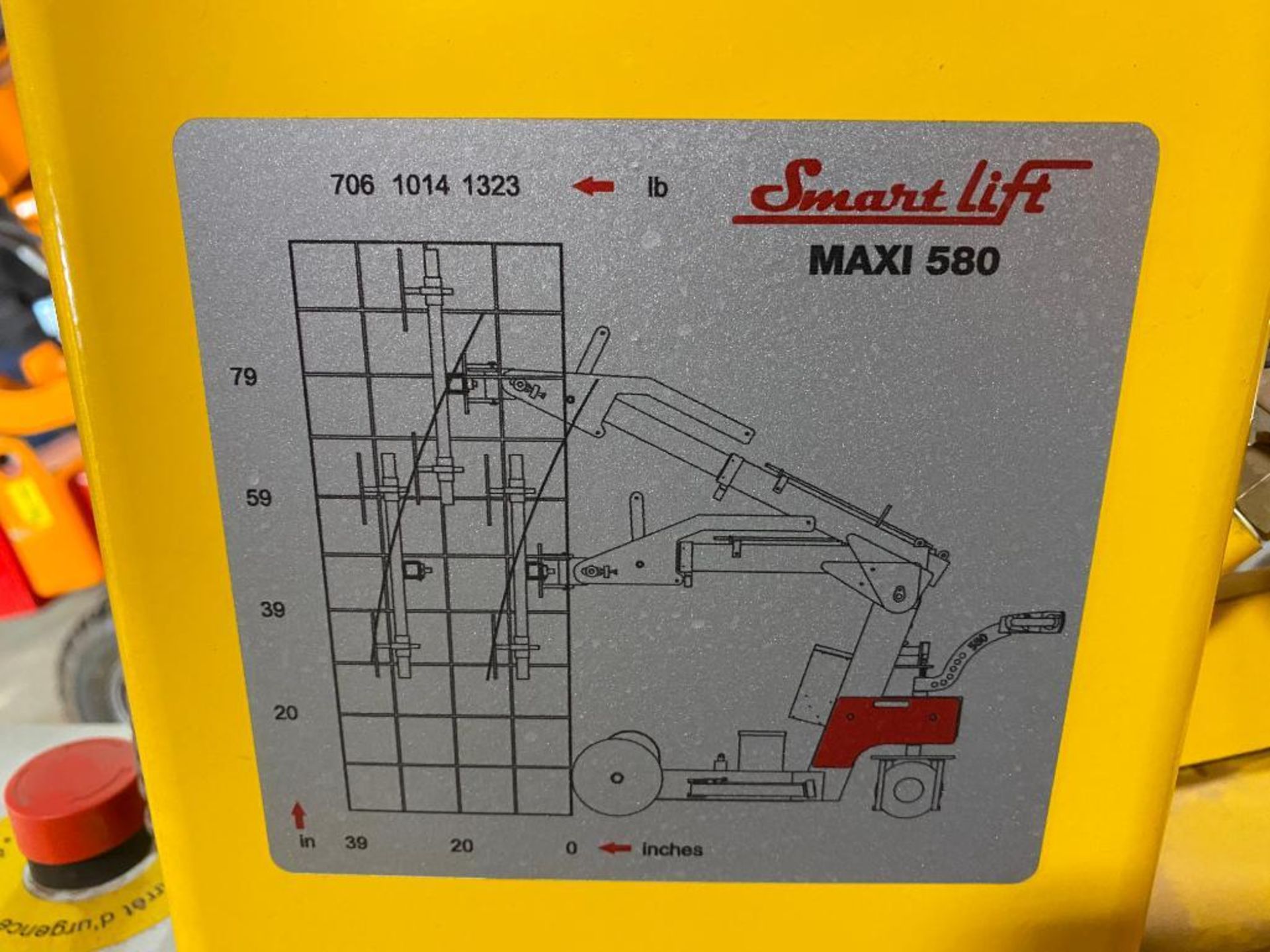 Smart Lift SL 580 Maxi Indoor Panel Lift (S/N 1140, Year 2018), with 1,323 Lb. Lift, 39" Reach, - Image 10 of 11