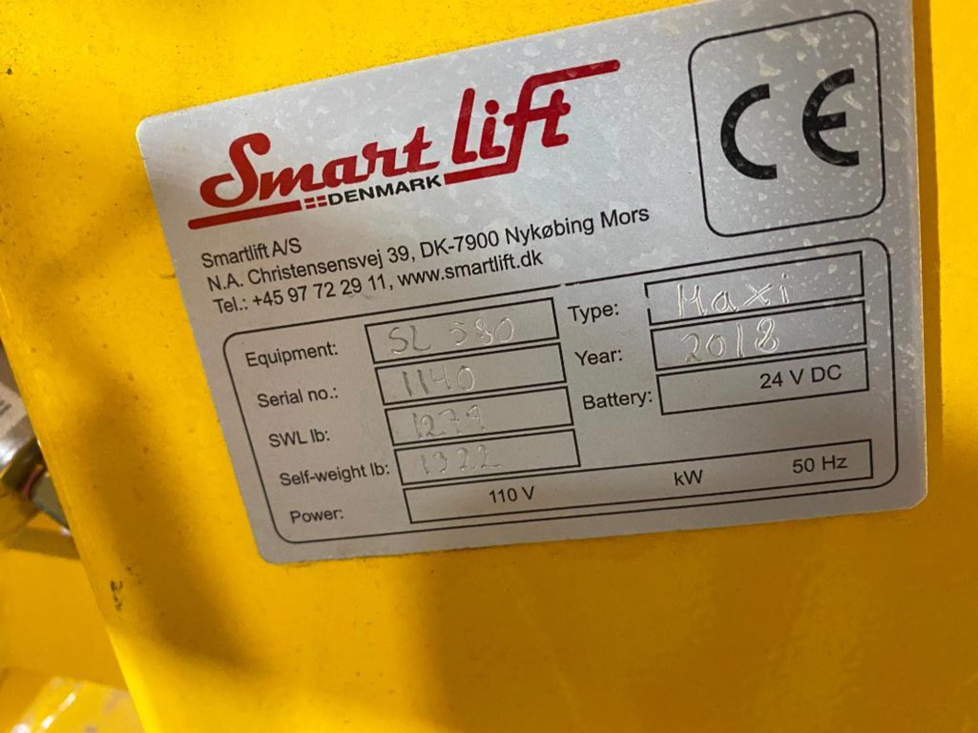 Smart Lift SL 580 Maxi Indoor Panel Lift (S/N 1140, Year 2018), with 1,323 Lb. Lift, 39" Reach, - Image 11 of 11