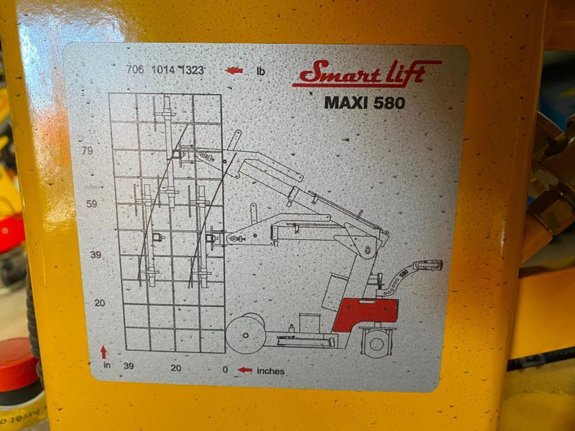 Smart Lift SL 580 Maxi Indoor Panel Lift (S/N 1148, Year 2019), with 1,323 Lb. Lift, 39" Reach, - Image 9 of 10