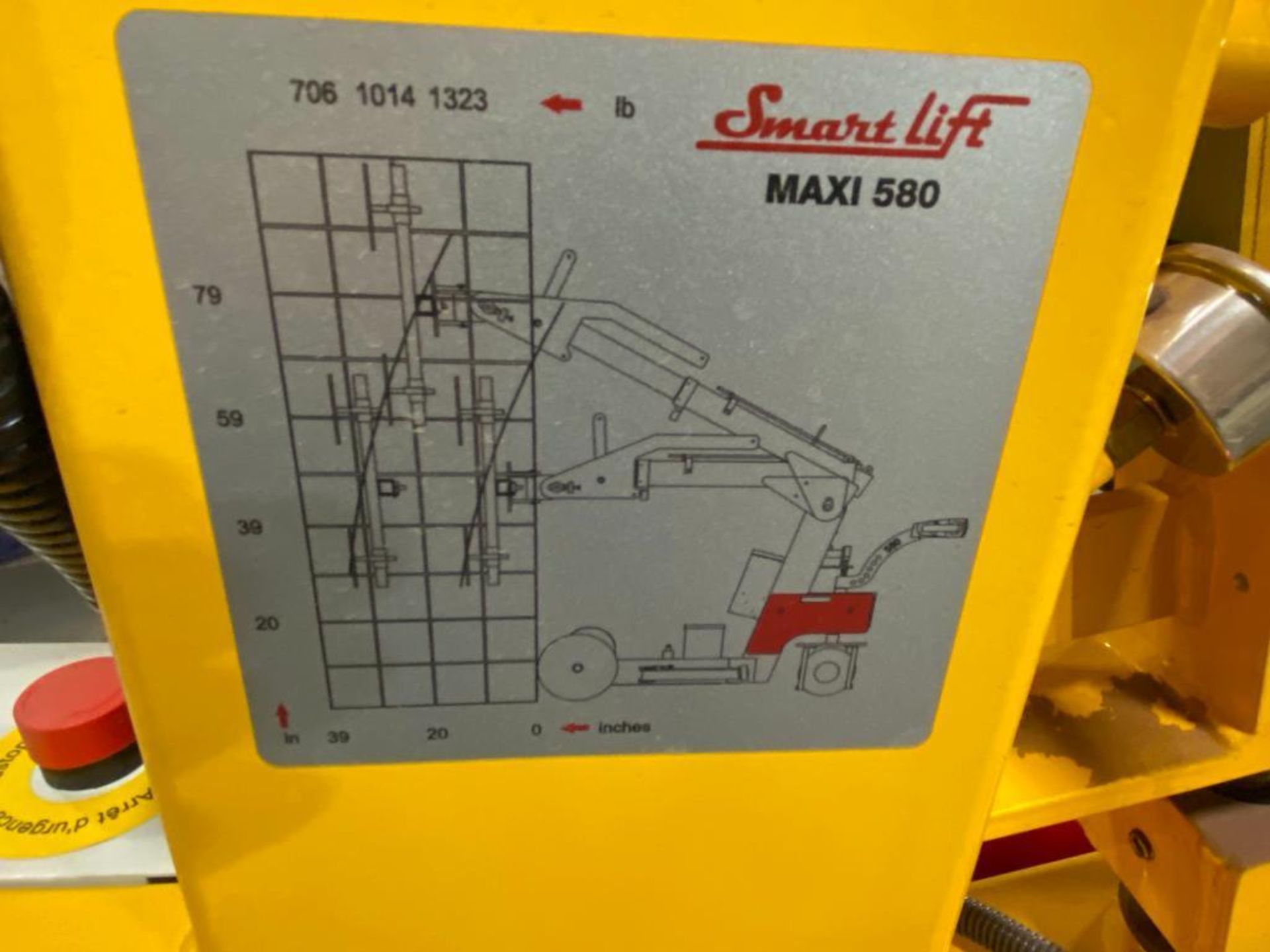 Smart Lift SL 580 Maxi Indoor Panel Lift (S/N 1146, Year 2019), with 1,323 Lb. Lift, 39" Reach, - Image 9 of 12