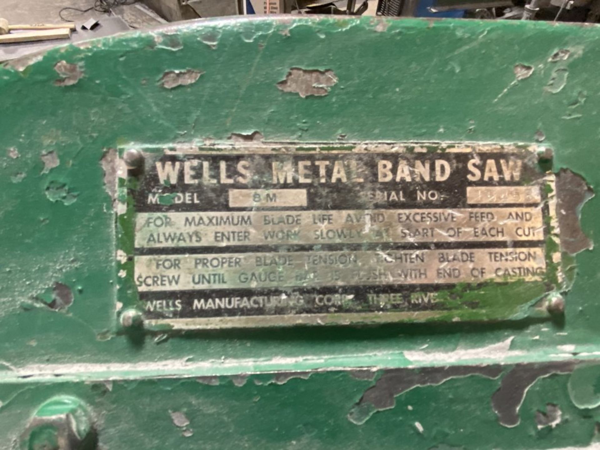 Wells 8M 8" x 16" Manual Horizontal Band Saw - Image 6 of 6