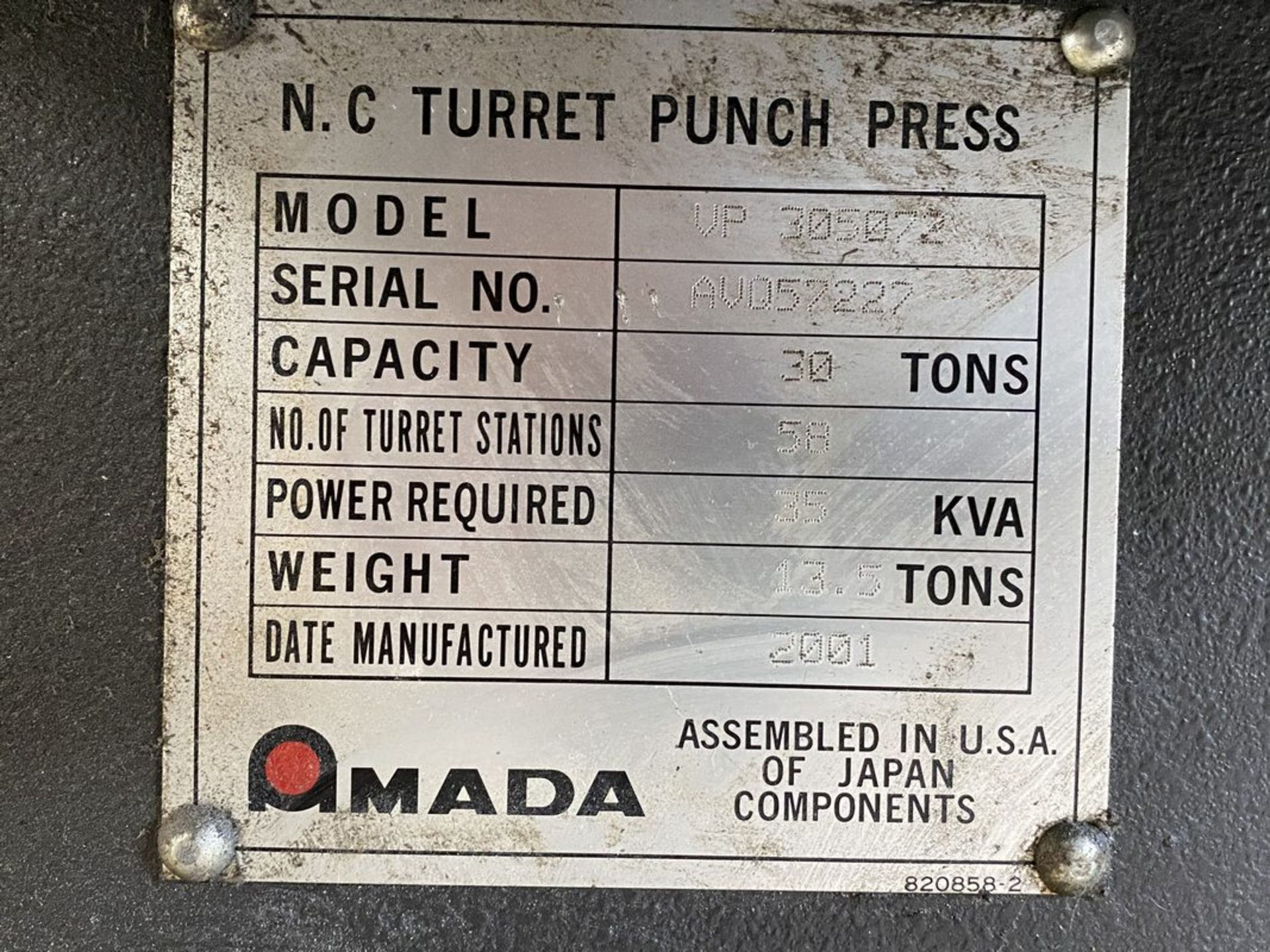 Amada Vipros 305072Q (357 Queen) 30-Ton CNC Turret Press, 2001 - Image 27 of 27