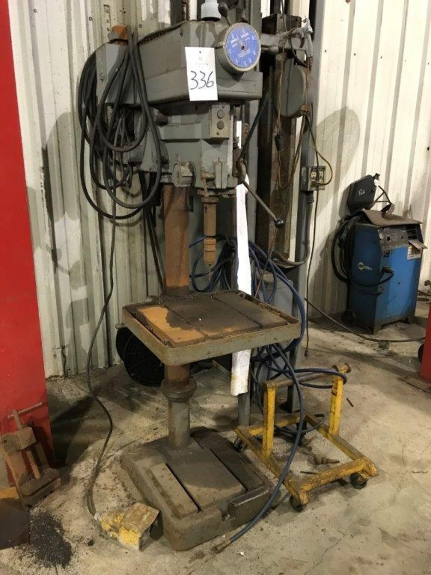 10" Variable Speed Drill Press, 18" x 15-3/4" Table, Foot Pedal Operated, 2000-RPM, 440 Volt (Loc.