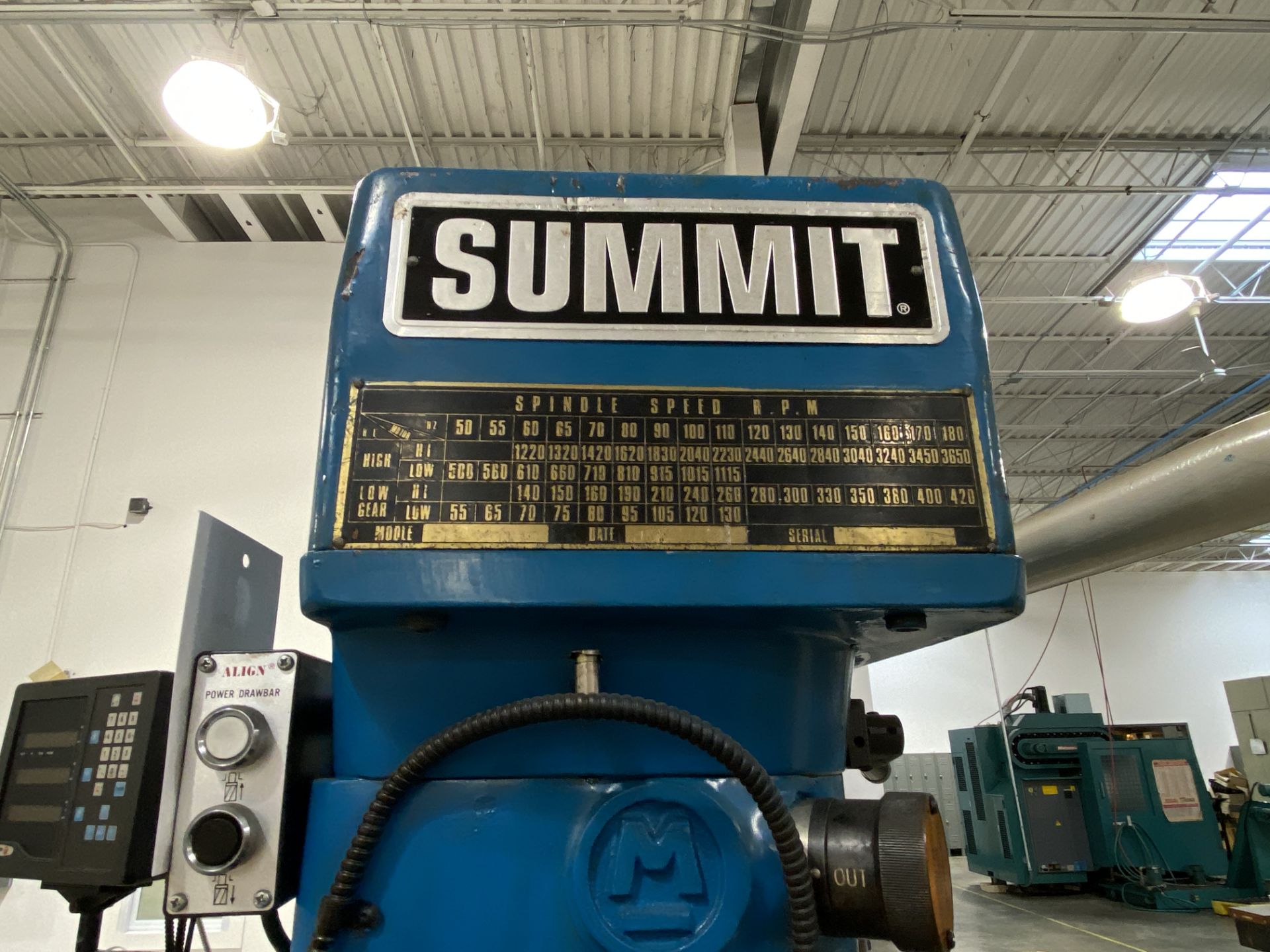 Summit EVS-550 5hp 3-Speed Vertical Milling Machine, S/N 5102 - Image 16 of 19