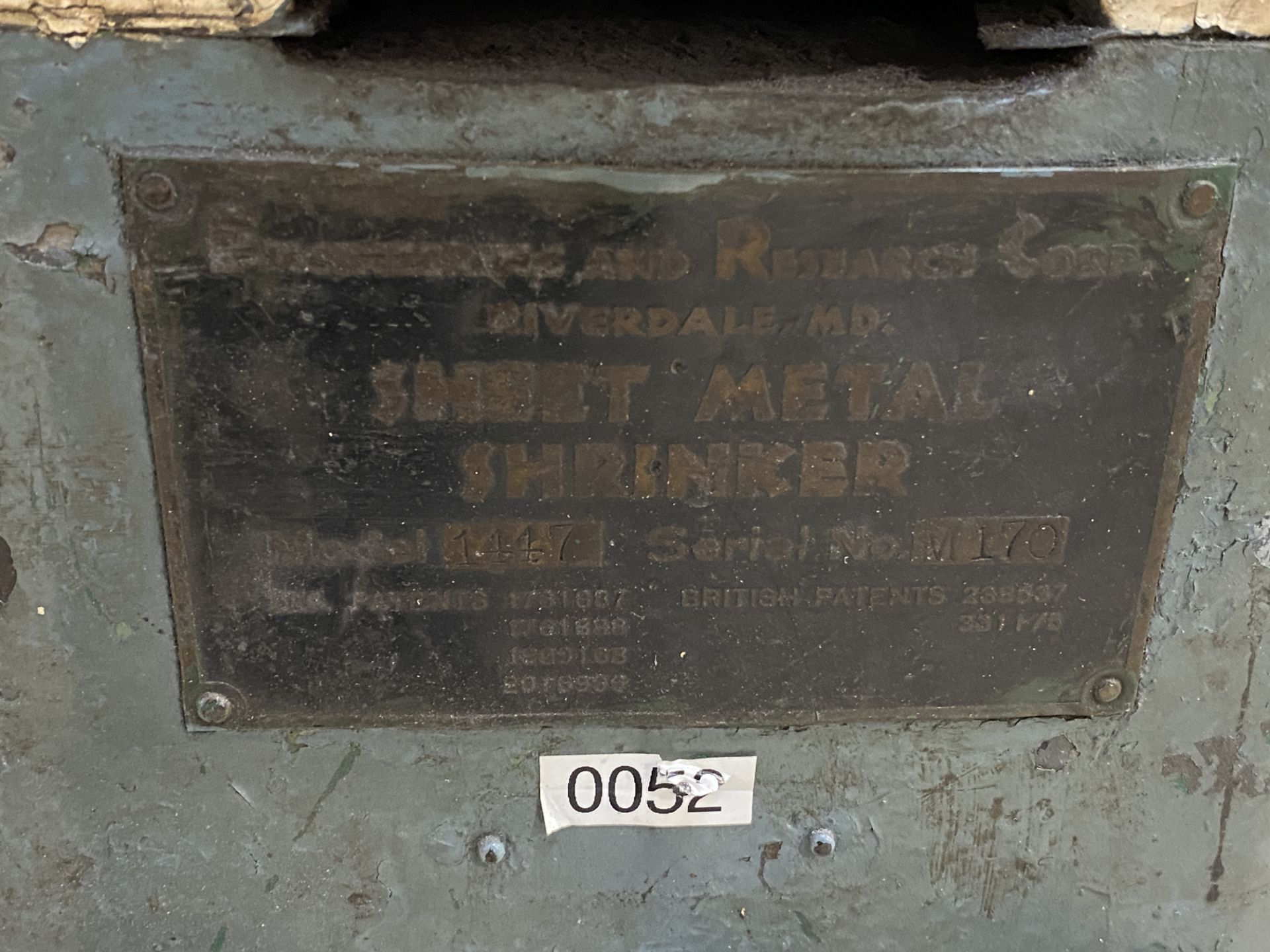 Erco 1447 Sheet Metal Shrinker, S/N M170 - Image 6 of 6