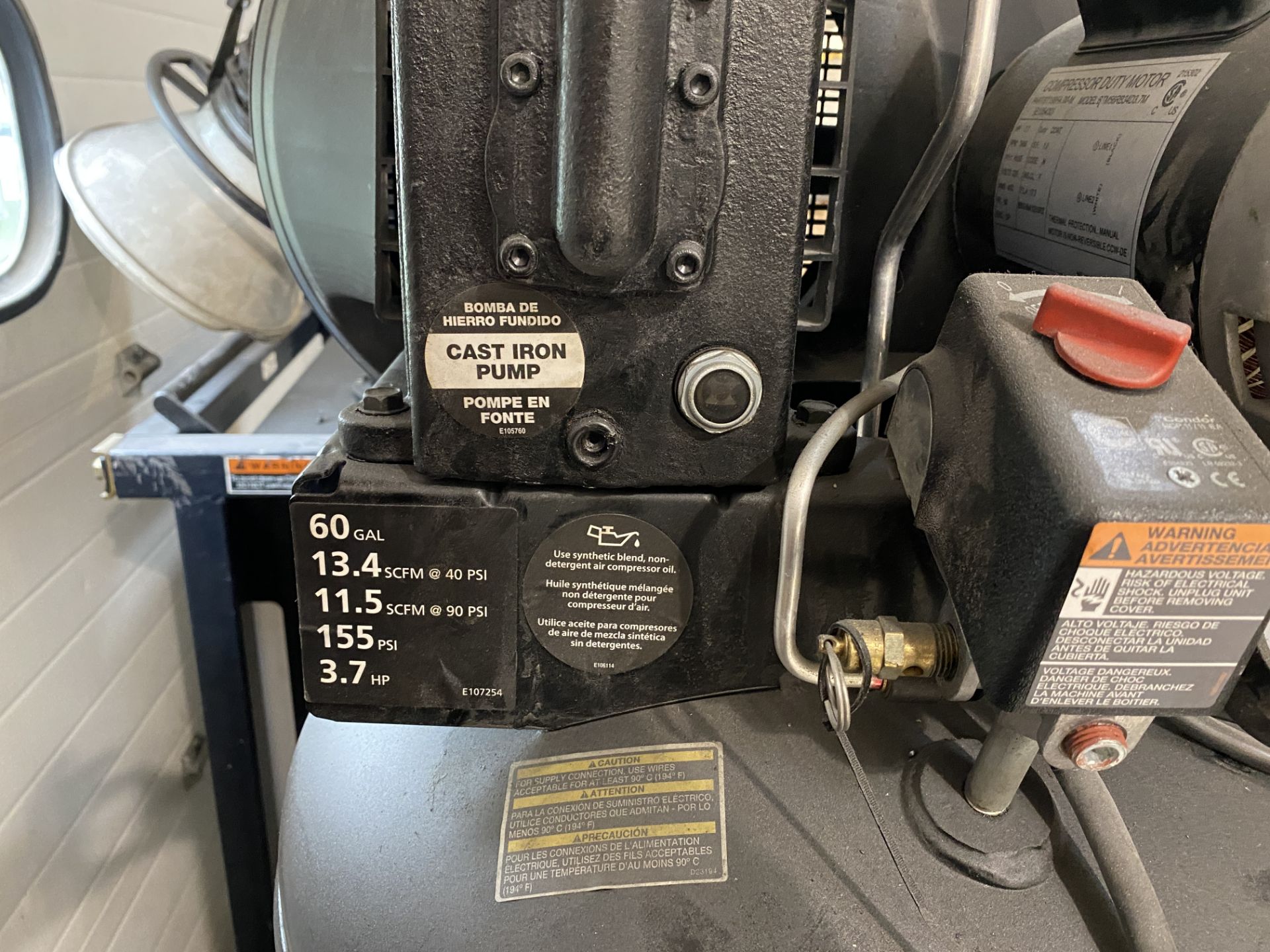 Husky C602H 4hp Vertical Tank Air Compressor, 2018 - Image 3 of 7