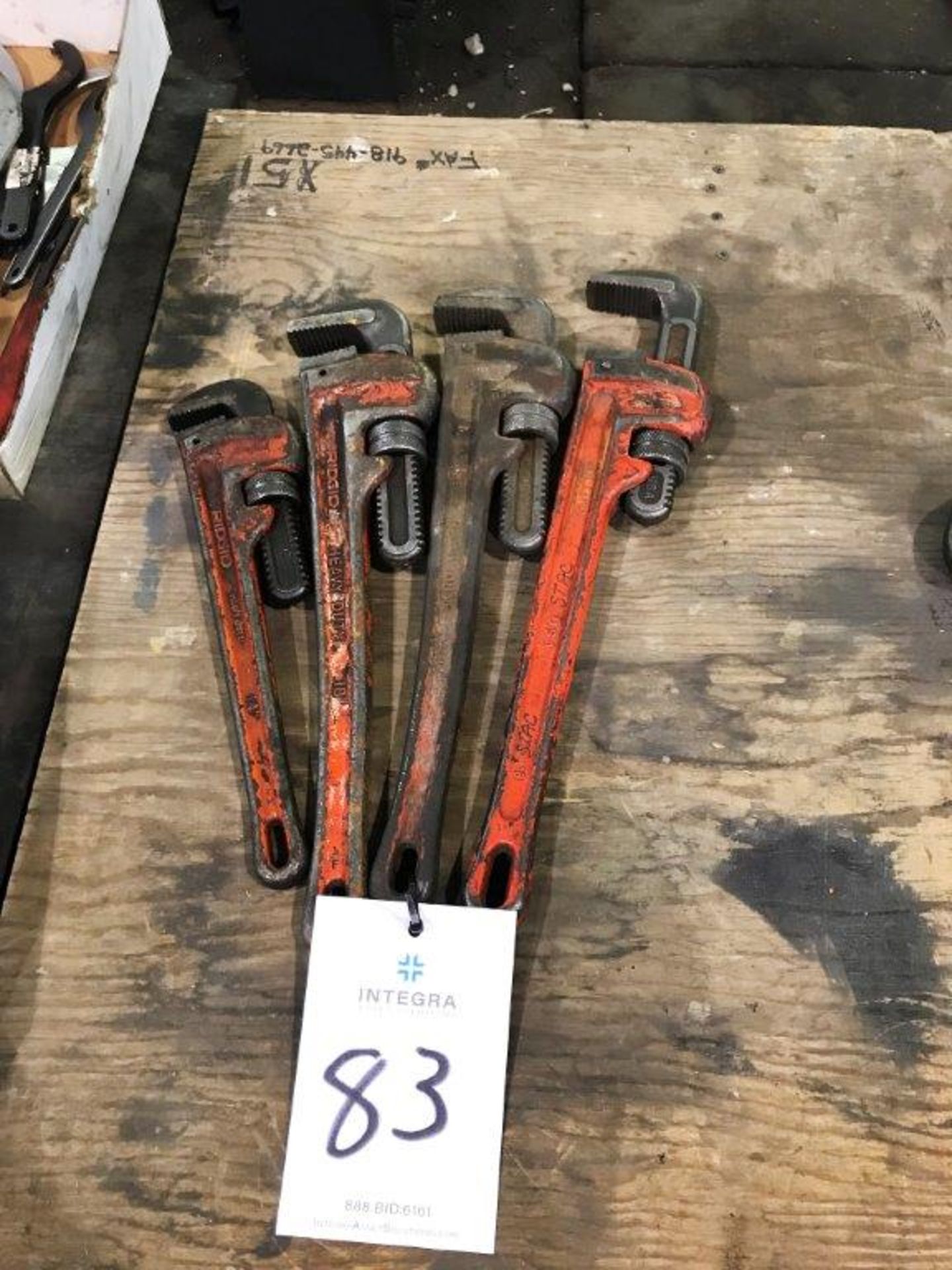 Lot of (4) Assorted Ridgid Pipe Wrench Tools