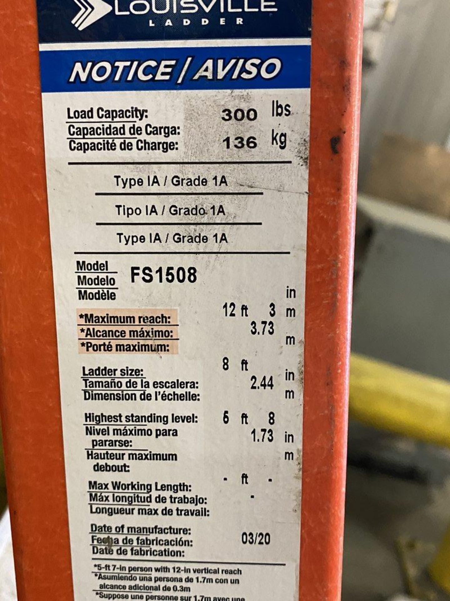 Louisville FS1508 8' Fiberglass Step Ladder - Image 2 of 2