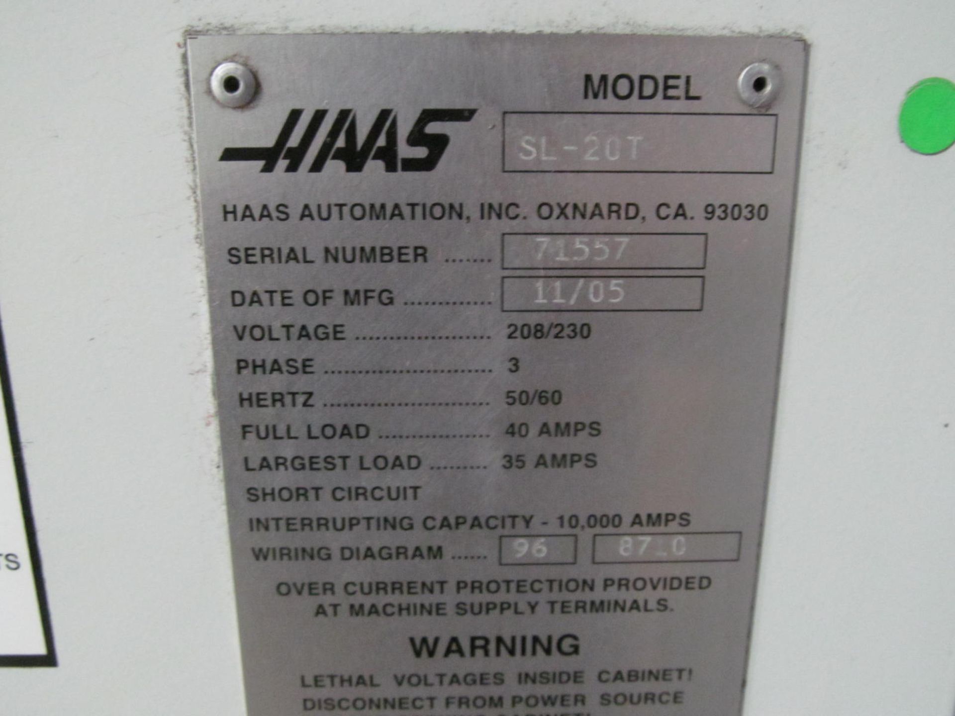 Haas SL-20T 2-Axis CNC Lathe - Image 8 of 8