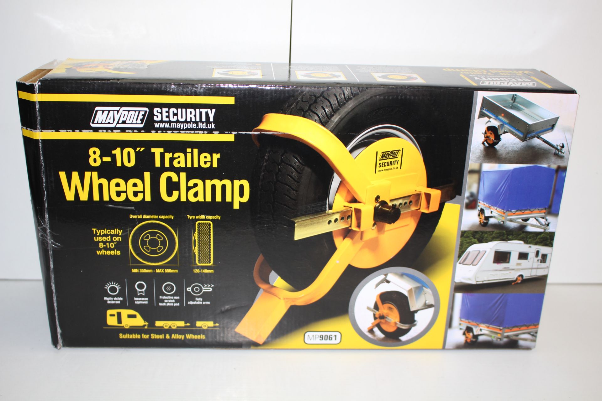 BOXED MAYPOLE SECURITY 8-10" TRAILOR WHEEL CLAMP RRP £29.99Condition ReportAppraisal Available on