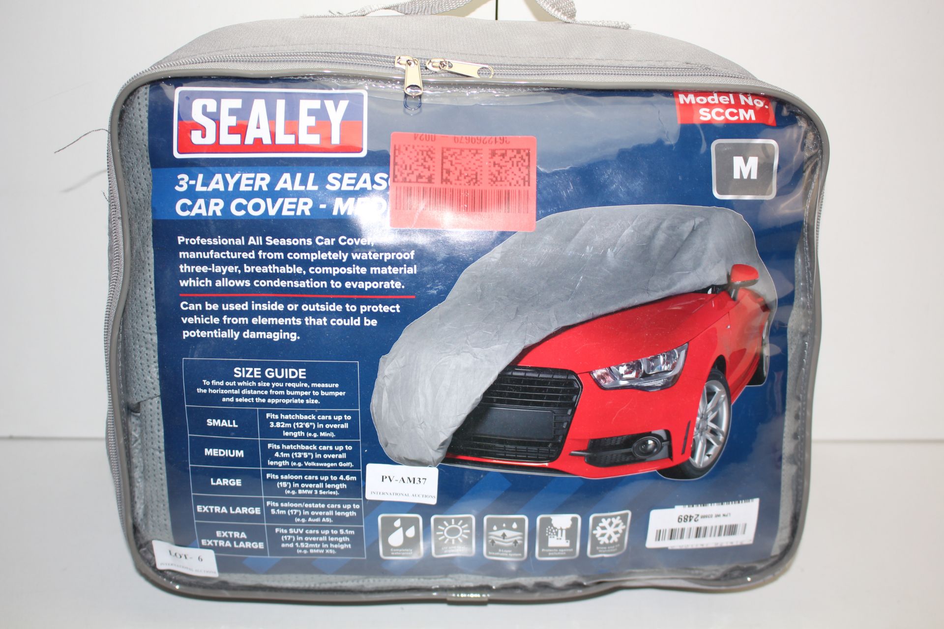 BAGGED SEALEY 3-LAYER ALL SEASONS CAR COVER MEDIUM MODEL NO. SCCM RRP £54.50Condition