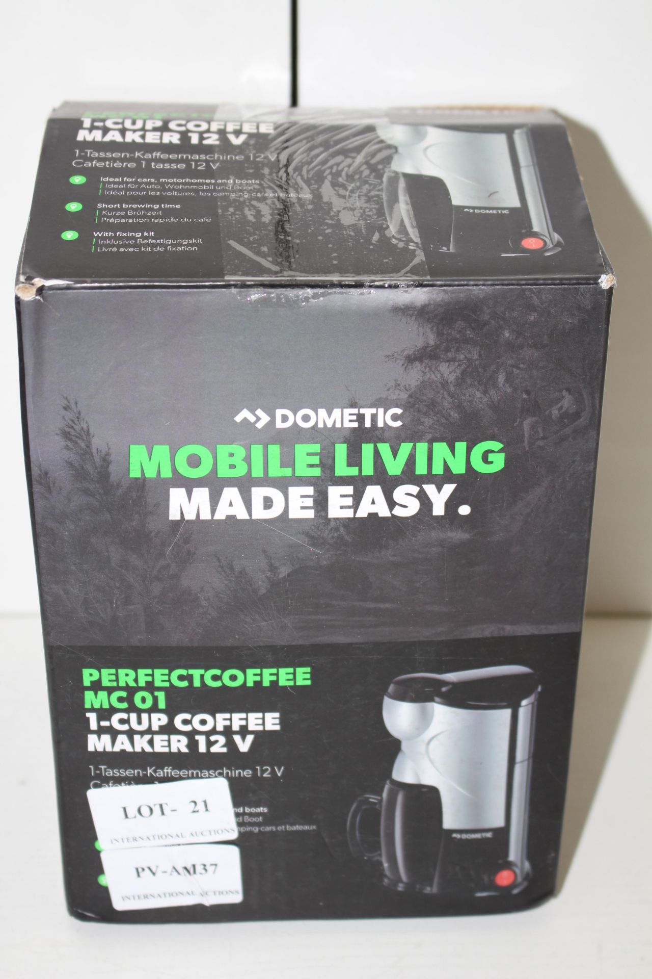 BOXED DOMETIC PERFECT COFFEE MC01 1-CUP COFFEE MAKER 12V RRP £27.39Condition ReportAppraisal