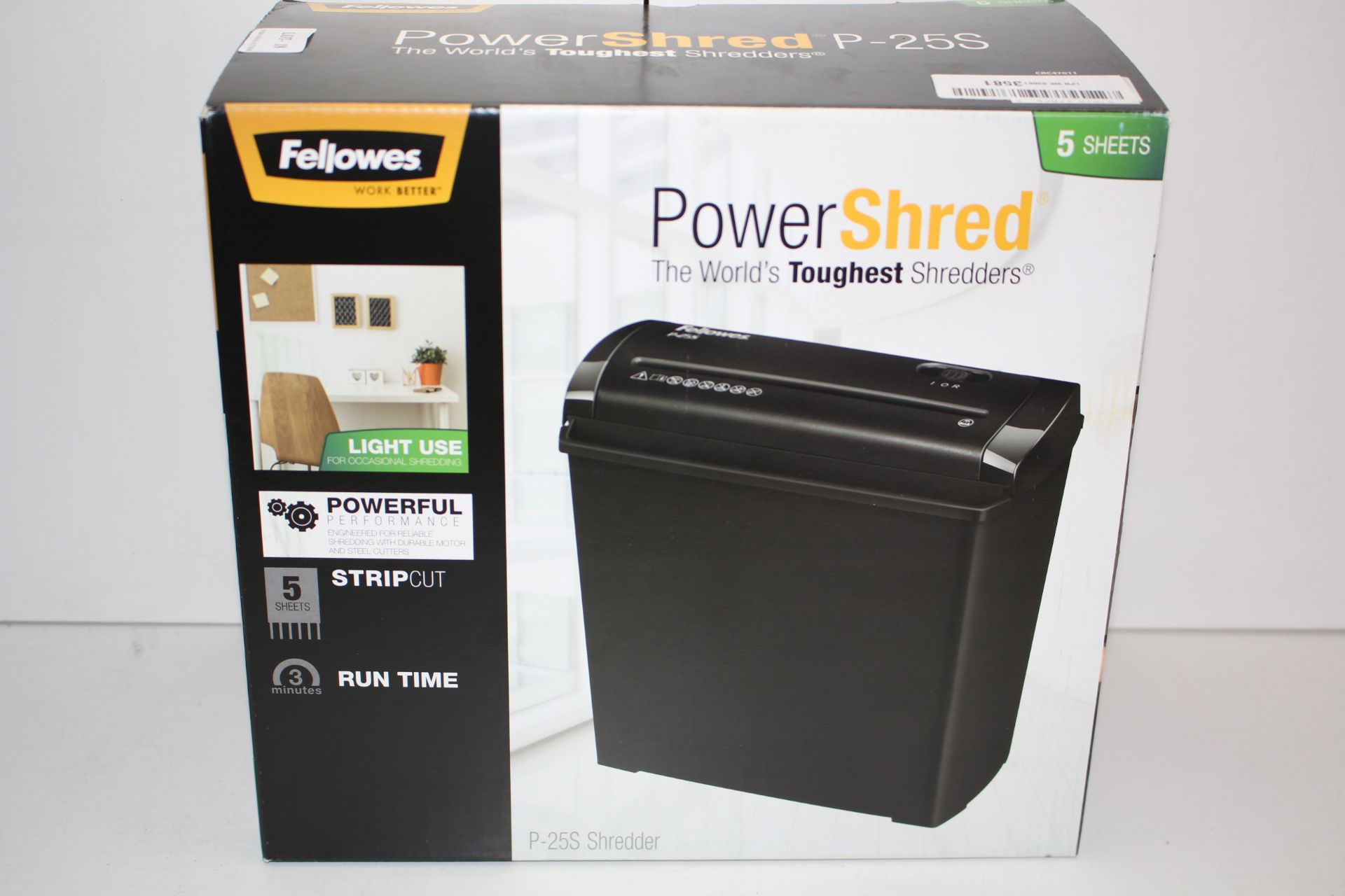 BOXED FELLOWES POWERSHRED P-25S SHREDDER RRP £34.18Condition ReportAppraisal Available on Request-