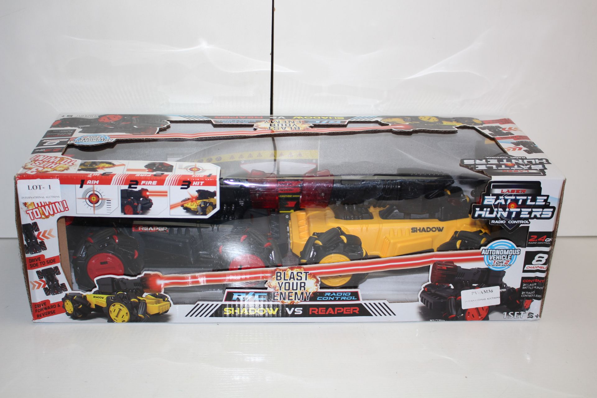 BOXED LASETR BATTLE HUNTERS SHADOW VS REAPER RADIO CONTROL AUTONIMOUS VEHICLES RRP £19.99Condition