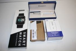 4X ASSORTED BOXED ITEMS TO INCLUDE WATERMAN PARIS PEN, LINTELEK SMART WATCH, WIRELESS MOUSE &