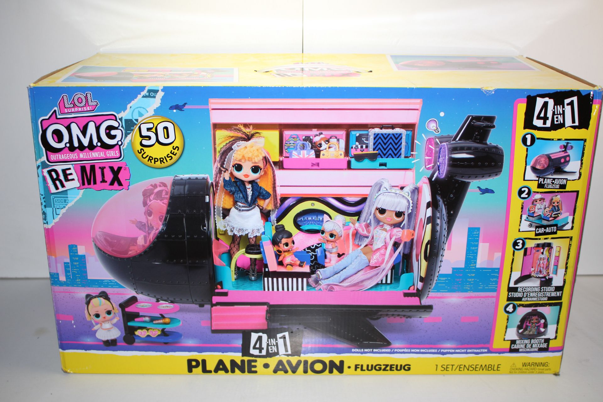 BOXED LOL SURPRISE O.M.G OUTRAGEOUS MILLENIAL GIRLS RE MIX 4-IN-1 PLANE RRP £67.99Condition