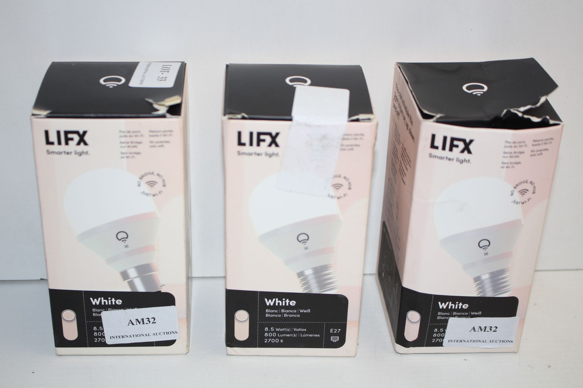 3X BOXED LIFX SMARTER LIGHTS WHITE E27Condition ReportAppraisal Available on Request- All Items